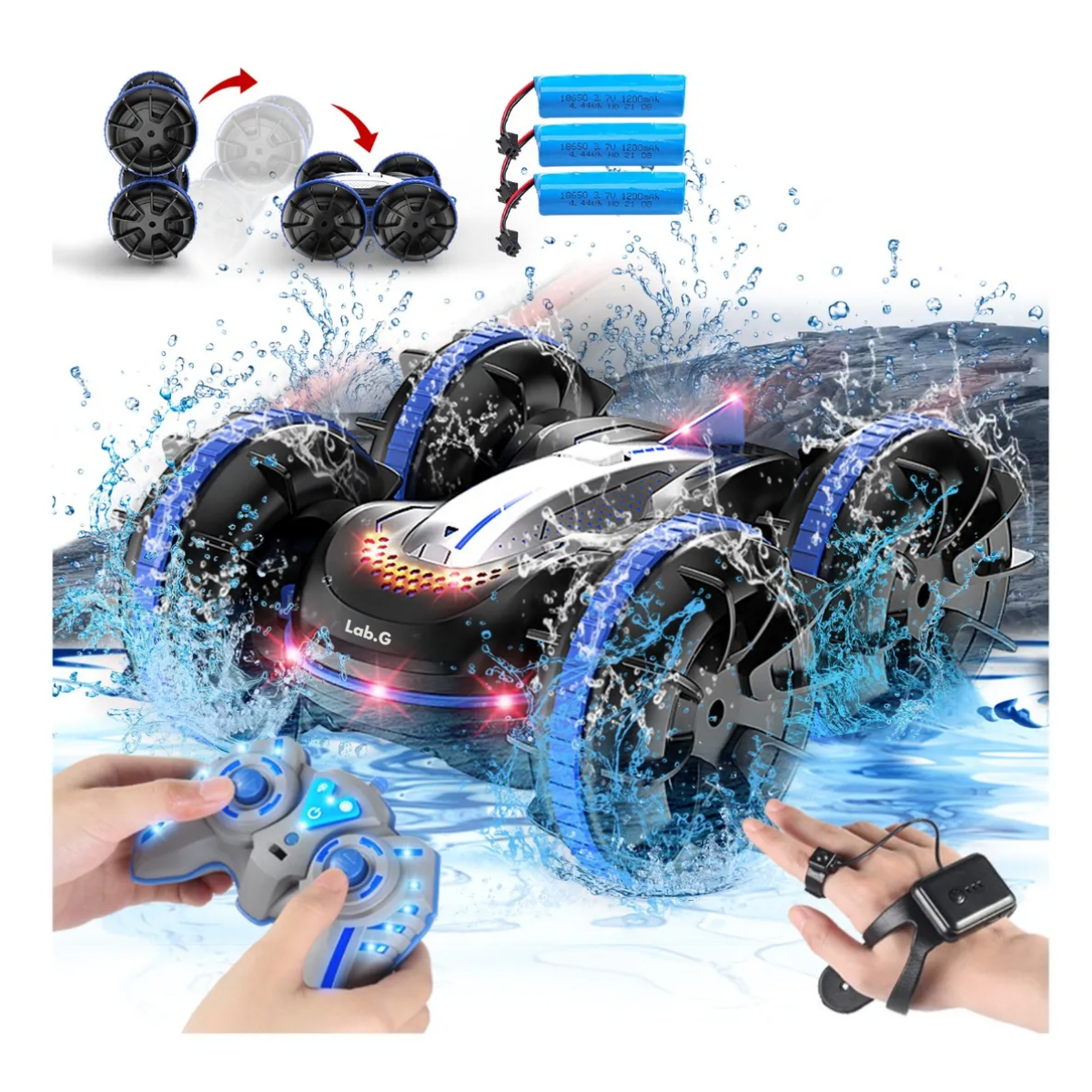 Foto 4 pulgar | Autos A Control Remoto 4pz Lab.g  Negro Azul