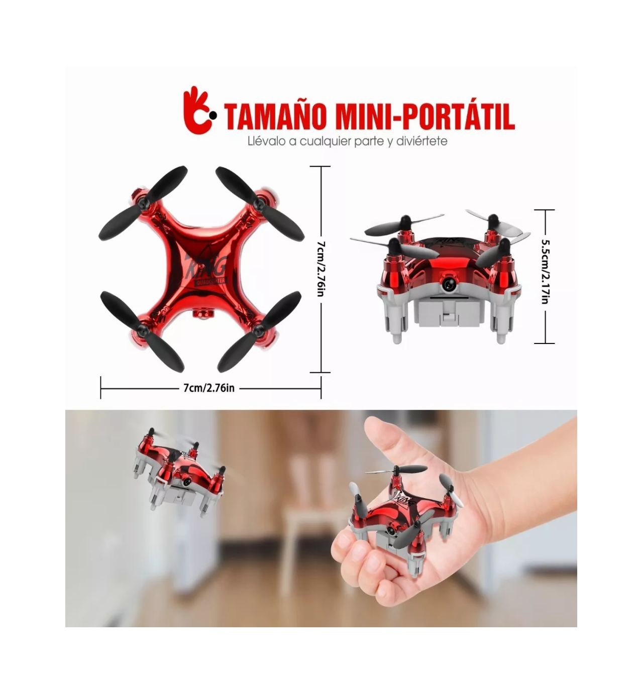 Foto 4 pulgar | Mini Drone Para Niños Principiantes 2.4ghz Rojo