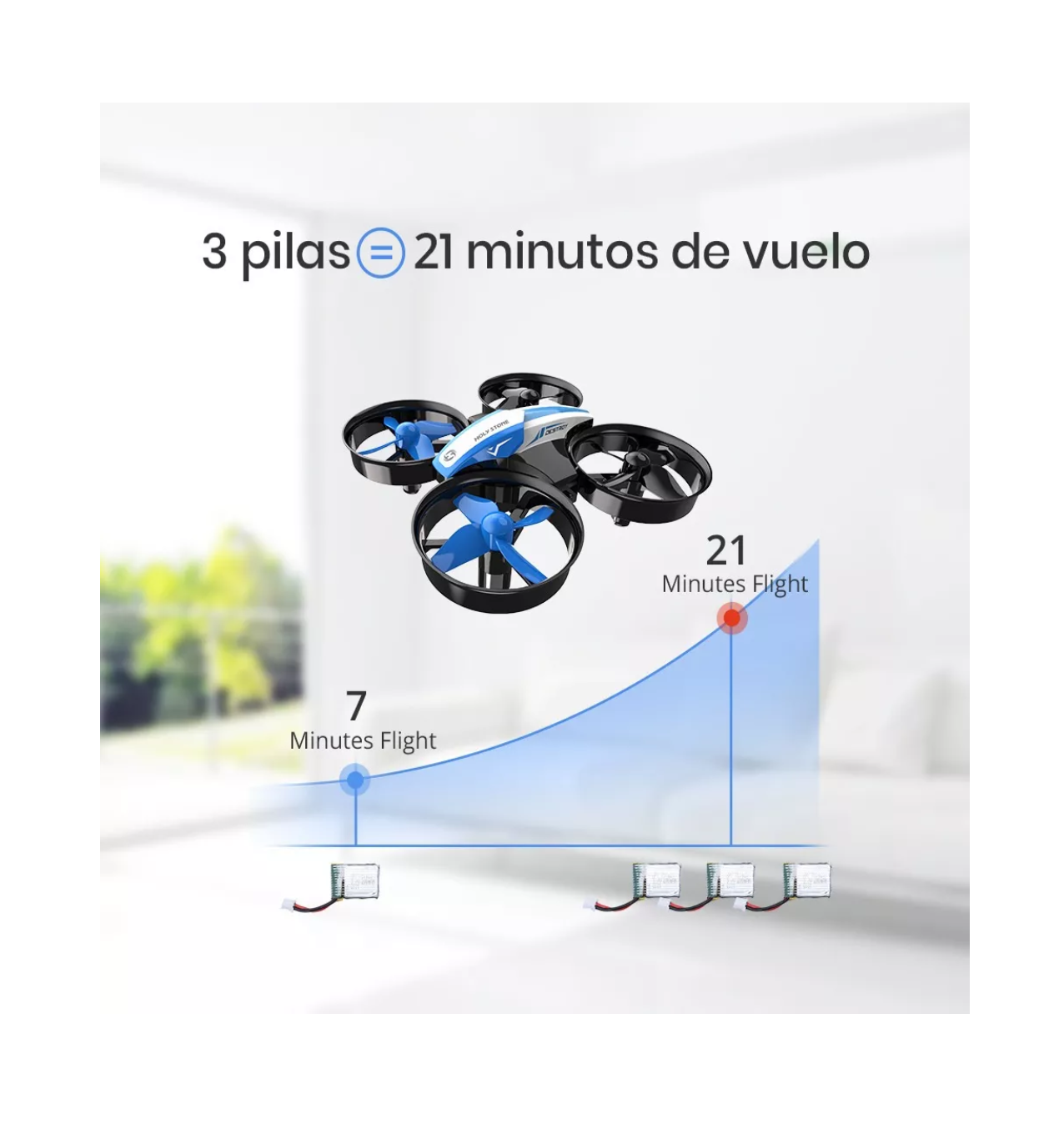 Foto 4 | Mini Drone Holy Stone Azul 3 Baterías