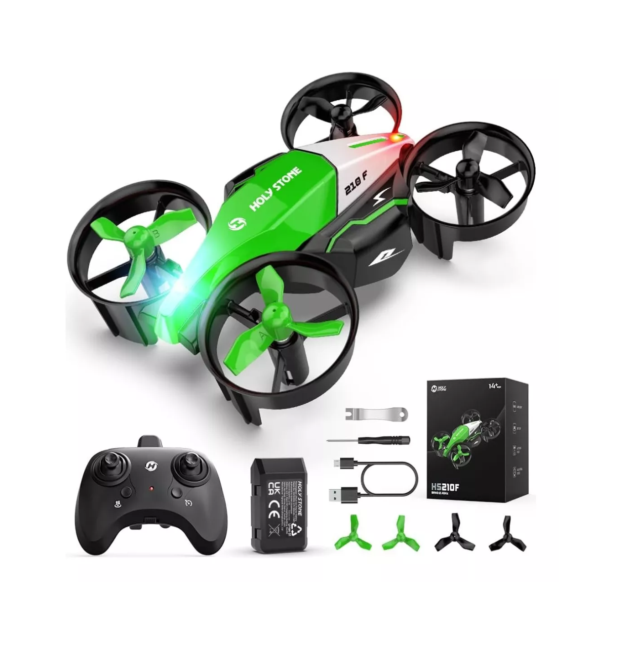 Foto 3 pulgar | Mini Dron Holy Stone con 3 Baterías Verde para Niños