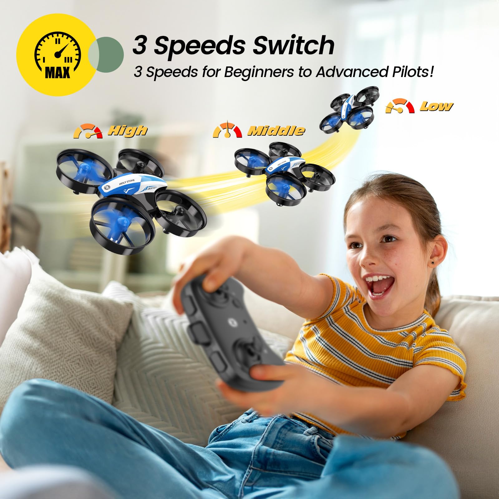 Foto 6 pulgar | Mini Drone Holy Stone Hs210 Para Niños Y Principiantes, Color Azul - Venta Internacional.