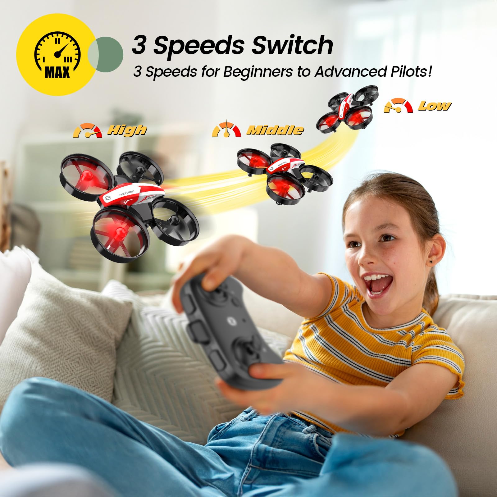 Foto 5 | Mini Dron Holy Stone Hs210 Para Niños Y Principiantes Con 3 Baterías - Venta Internacional.