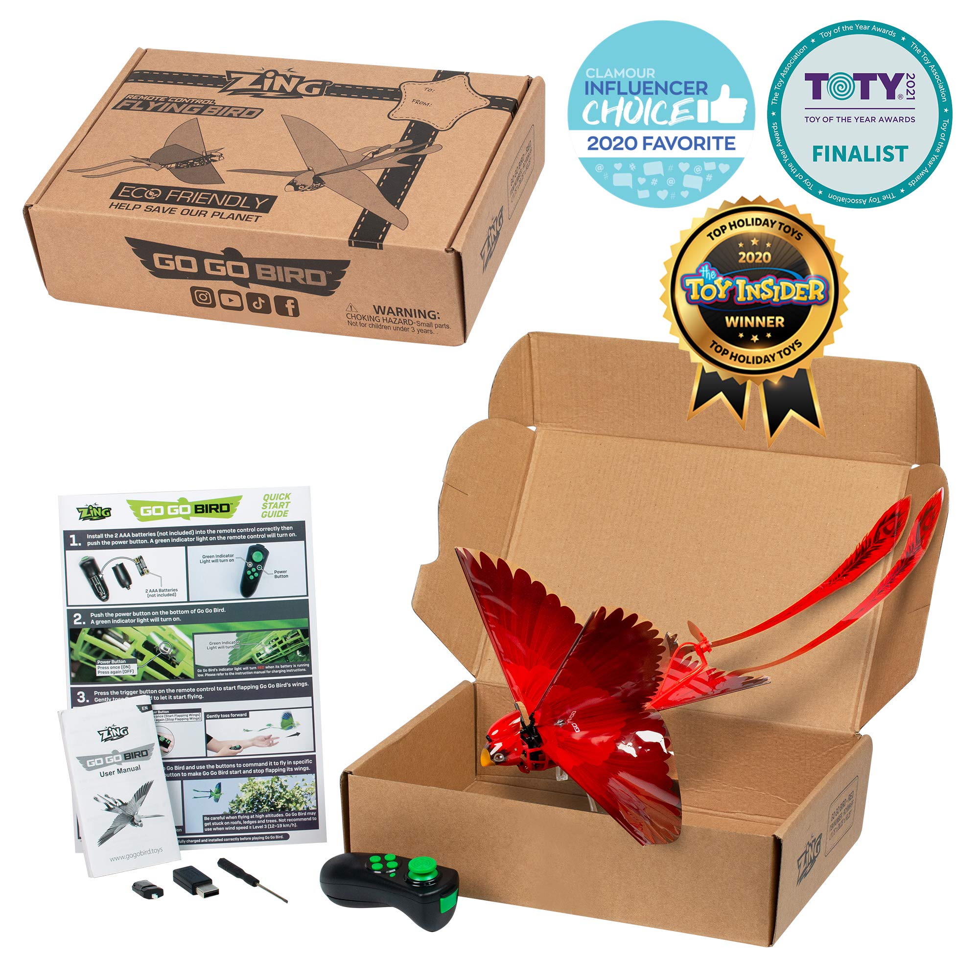 Foto 2 | Juguete Volador Zing Go Go Bird Con Control Remoto Para Evitar Obstáculos - Venta Internacional.