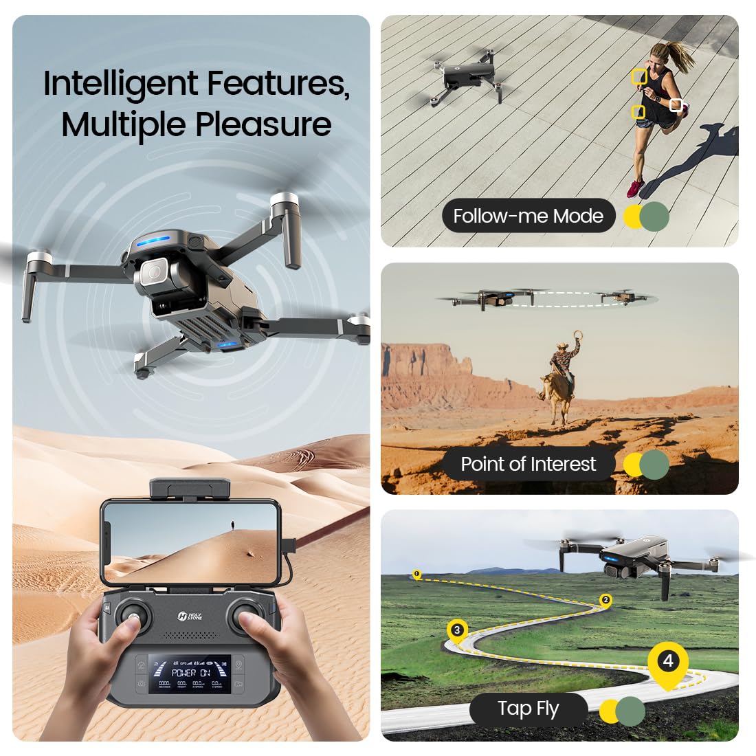 Foto 8 pulgar | Drones Gps Holy Stone Hs360s Con Cámara 4k Uhd Y 3 Baterías - Venta Internacional.