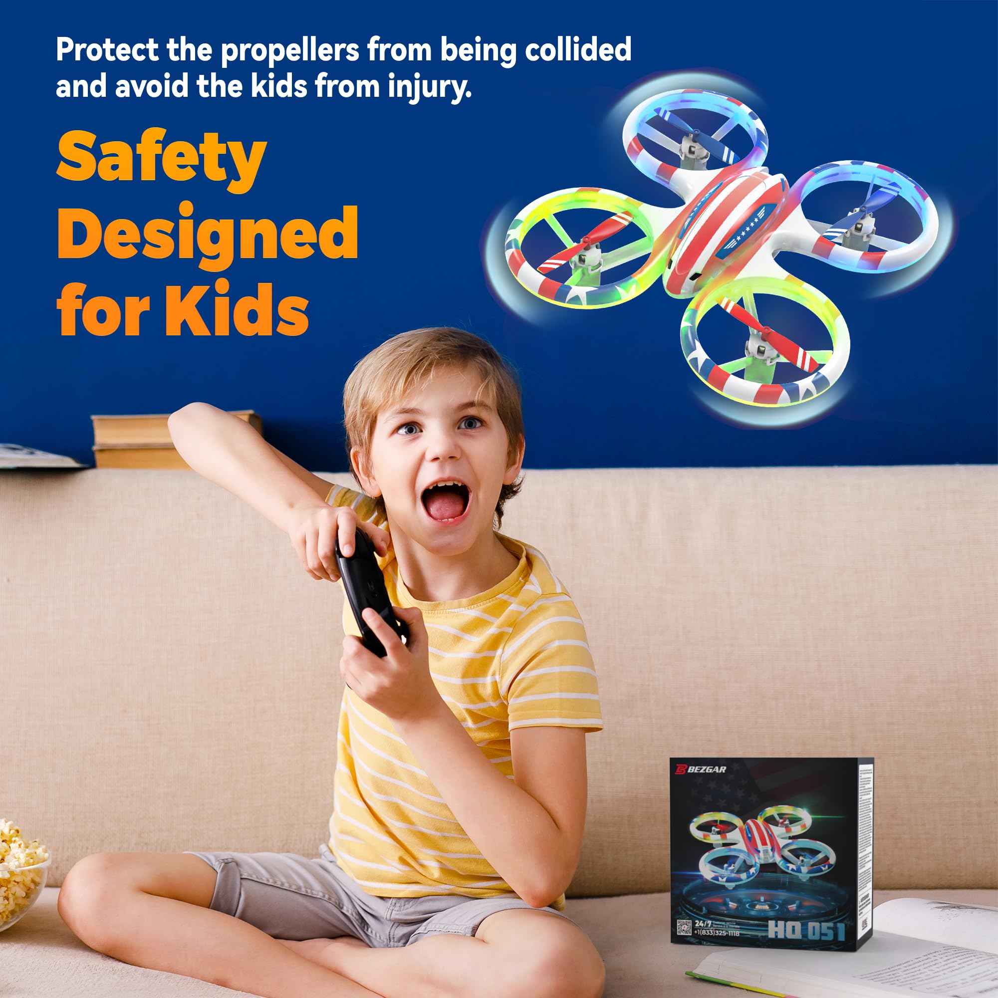 Foto 7 pulgar | Drone Bezgar Hq051 Para Niños Rc Indoor Con Led 3d Flip De 3 Velocidades - Venta Internacional.