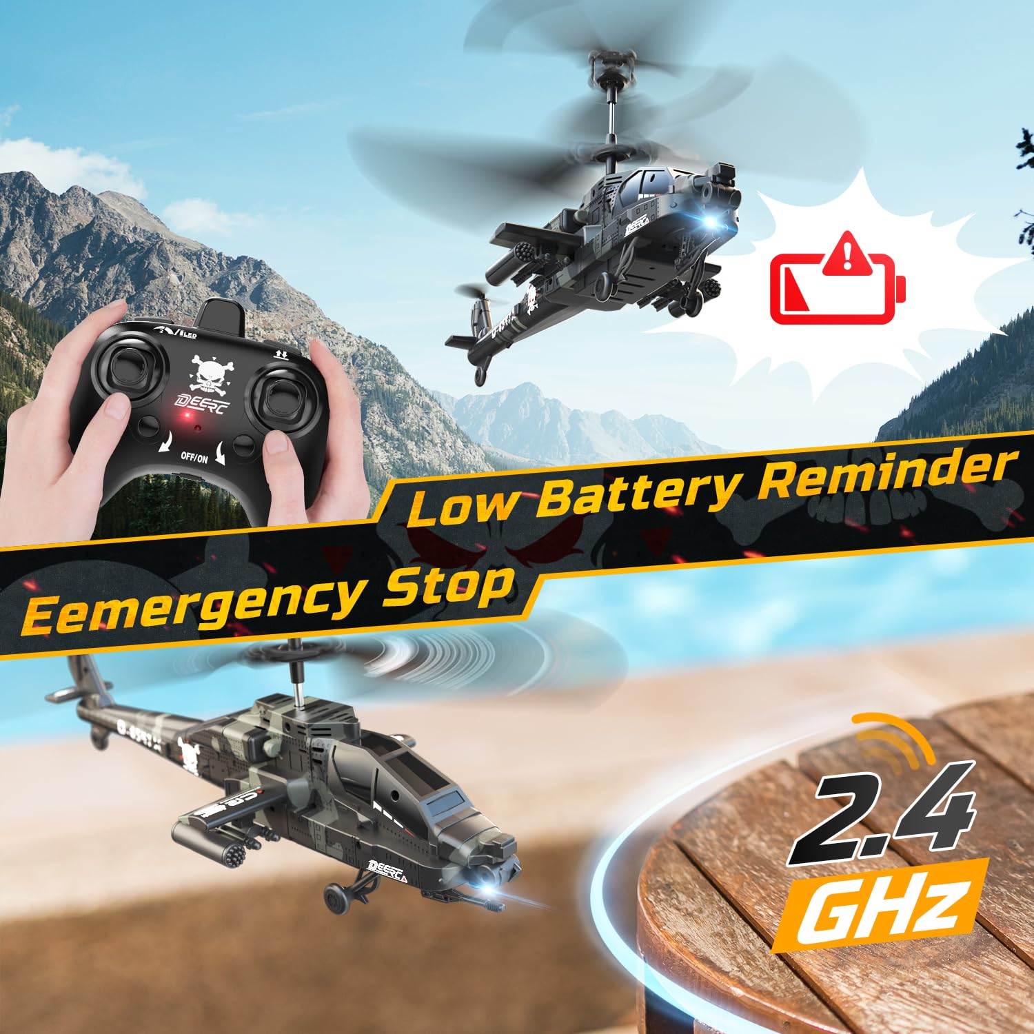 Foto 6 pulgar | Helicóptero RC Deerc Armed Attack 2.4 Ghz 26 Minutos de Tiempo de Vuelo - Venta Internacional