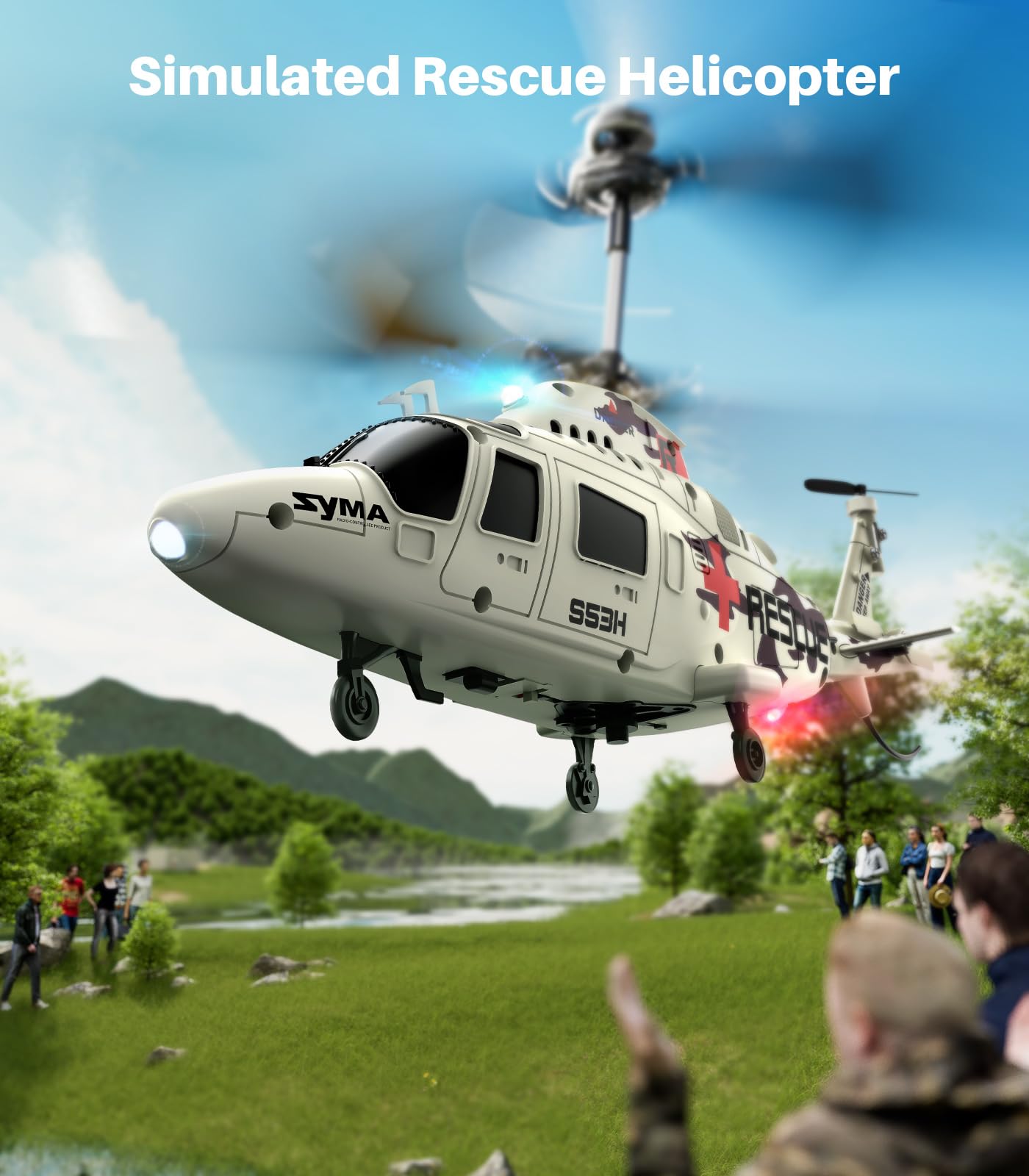 Foto 2 | Helicóptero De Control Remoto Syma S53h Rescue Con Control De Altitud - Venta Internacional.