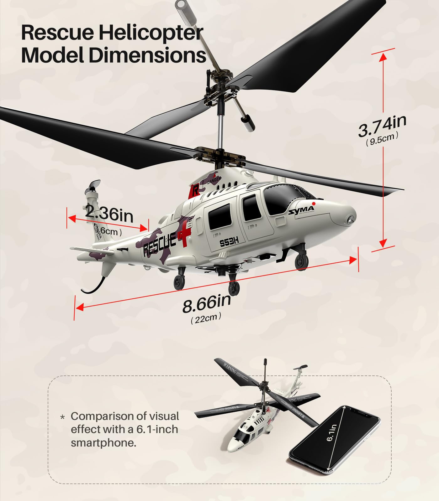 Foto 5 | Helicóptero De Control Remoto Syma S53h Rescue Con Control De Altitud - Venta Internacional.