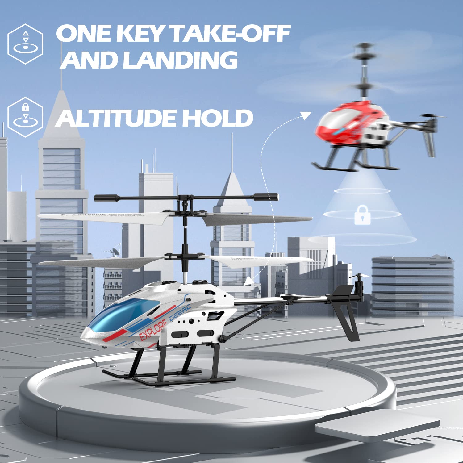 Foto 4 | Helicóptero De Control Remoto Deerc 3.5ch Altitude Hold Con Giroscopio - Venta Internacional.