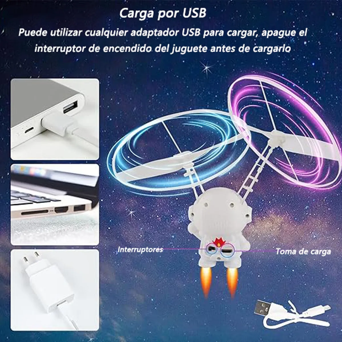 Foto 3 pulgar | Astronauta Drone Helicóptero De Mano Lab.g Juguete Para Niños Blanco