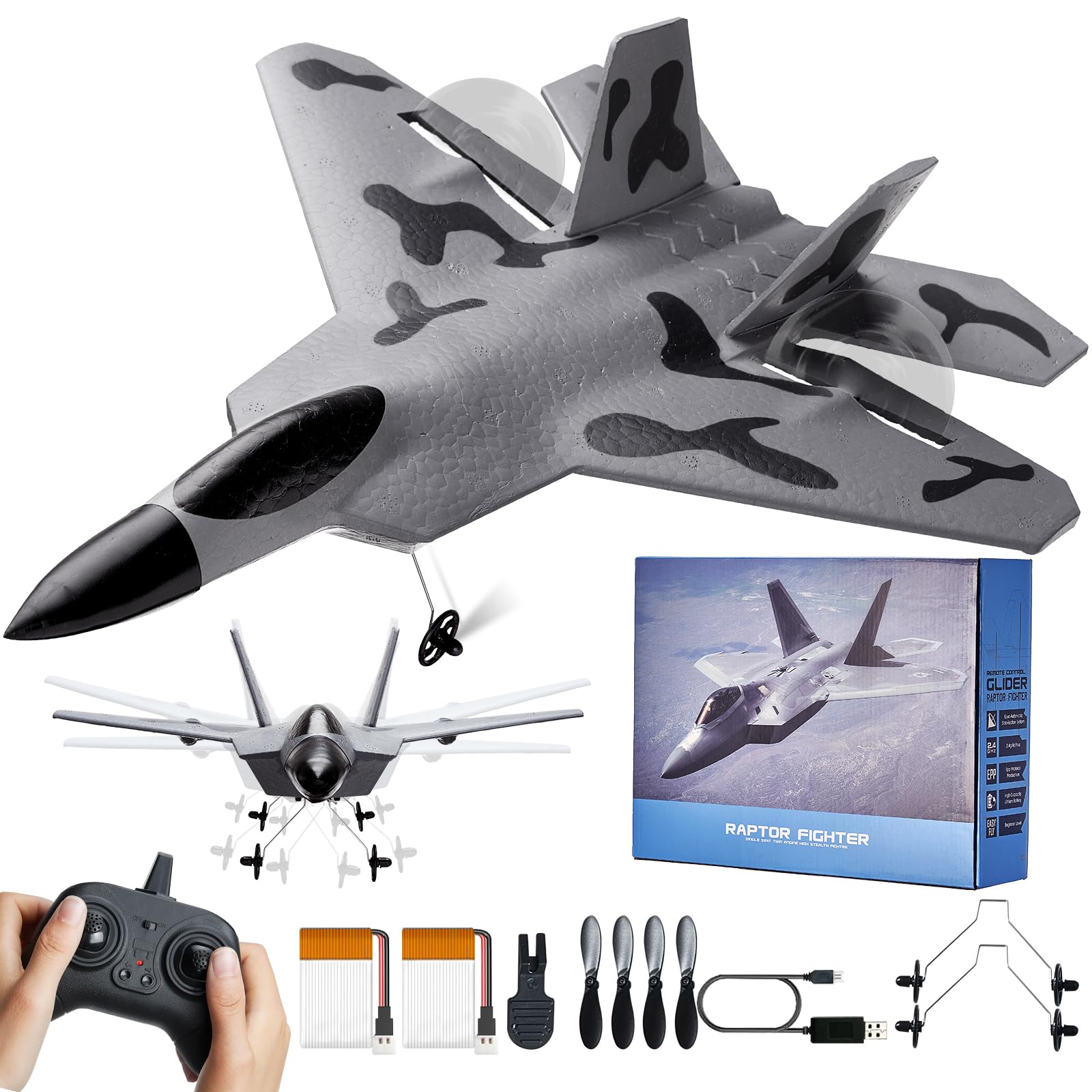 Rc Plane Vevor F-22 Fighter De 2 Canales Con Estabilizador Giroscópico De 6 Ejes - Venta Internacional.