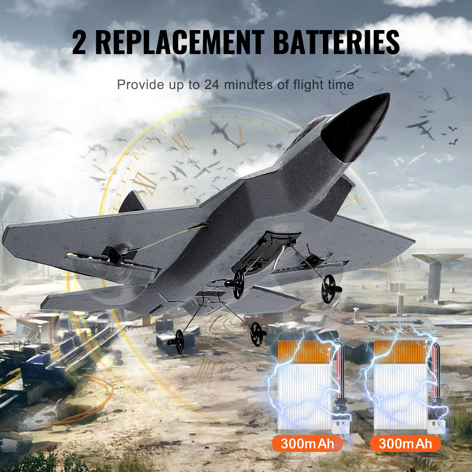 Foto 5 pulgar | Rc Plane Vevor F-22 Fighter De 2 Canales Con Estabilizador Giroscópico De 6 Ejes - Venta Internacional.