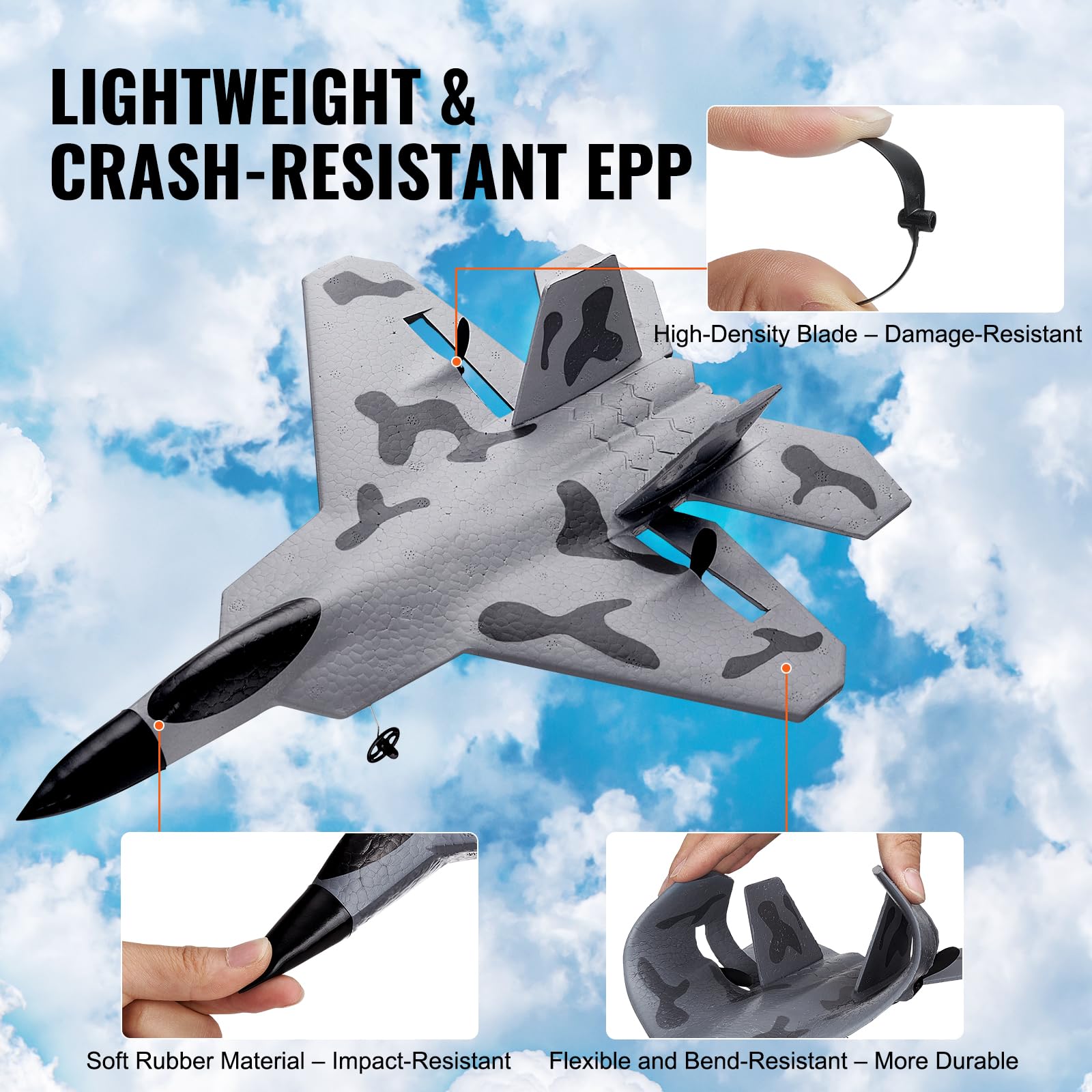 Foto 6 pulgar | Rc Plane Vevor F-22 Fighter De 2 Canales Con Estabilizador Giroscópico De 6 Ejes - Venta Internacional.