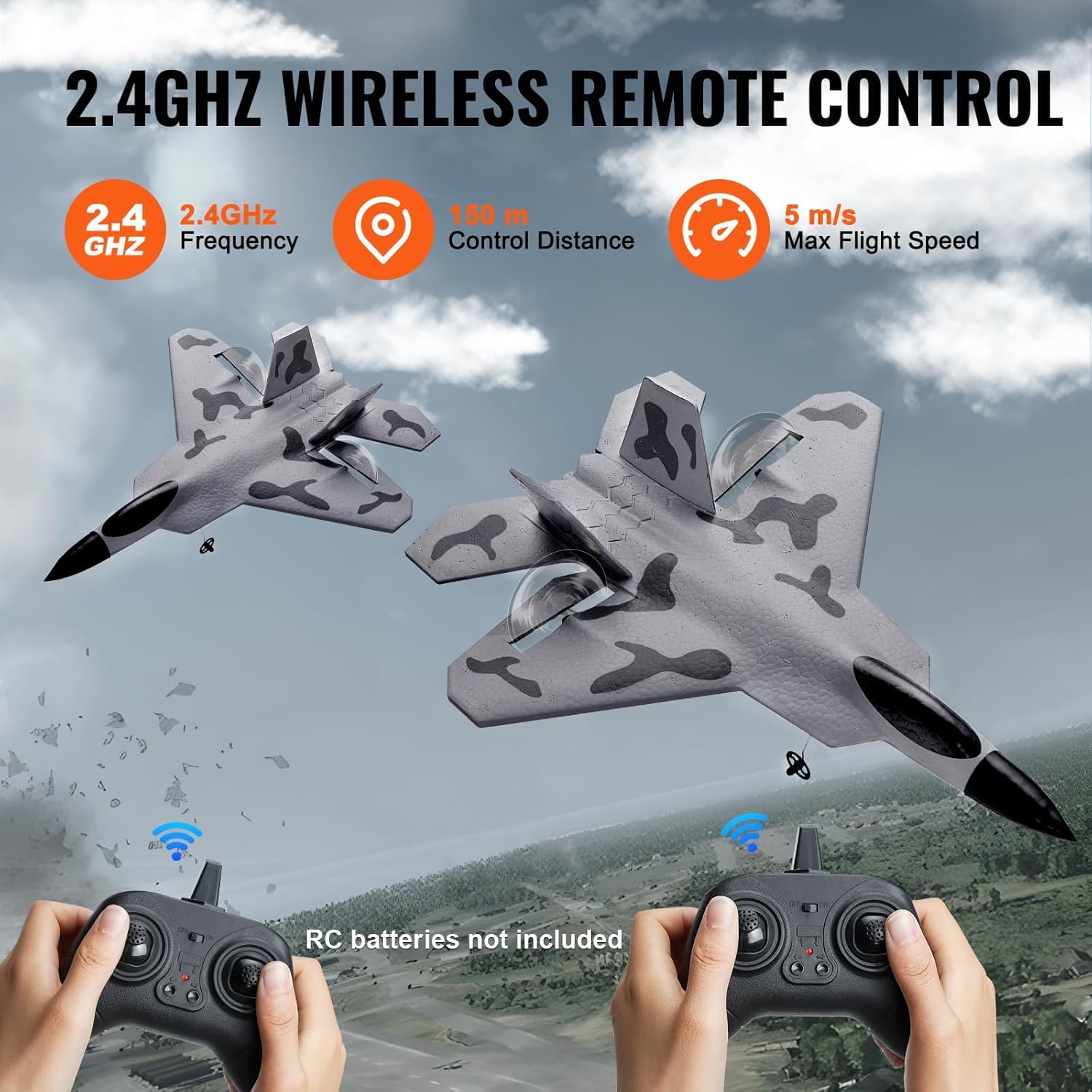 Foto 7 pulgar | Rc Plane Vevor F-22 Fighter De 2 Canales Con Estabilizador Giroscópico De 6 Ejes - Venta Internacional.
