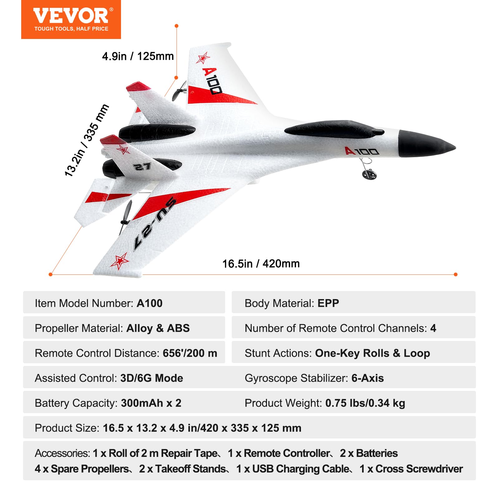 Foto 8 pulgar | Avión Rc Vevor Su-27 Fighter 2.4 Ghz 4 Canales Con 2 Baterías Gyro De 6 Ejes - Venta Internacional.