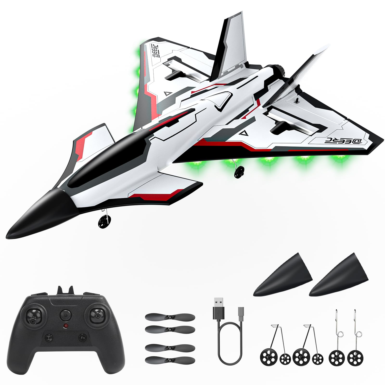 Avión De Control Remoto Rc Plane Deerc Future De 4 Canales Con Led - Venta Internacional.