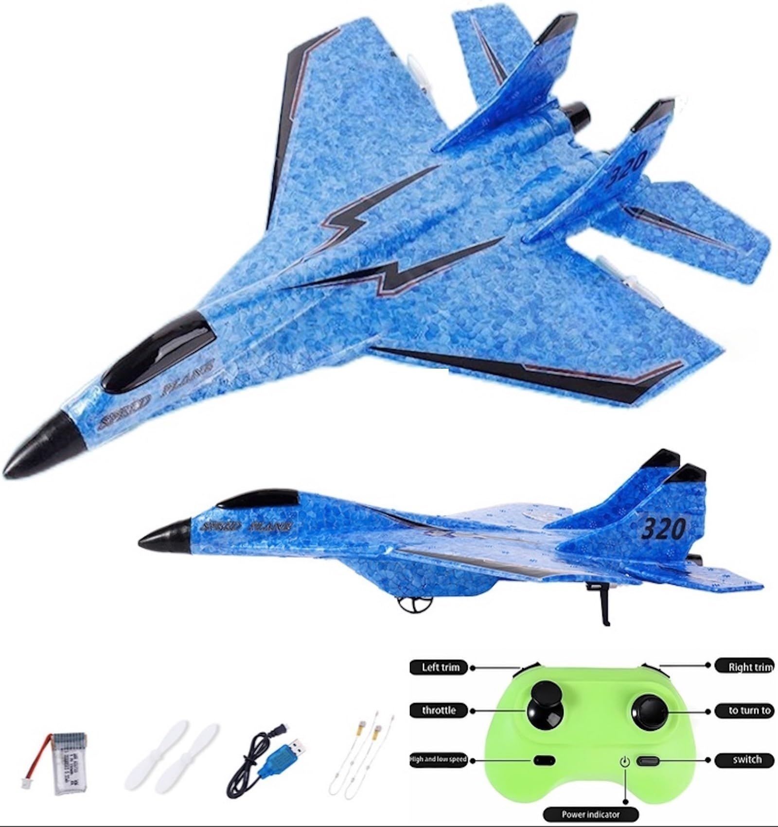 Avión De Juguete Su-35 Rc Glider Con Control Remoto Y Luces De 2,4 Ghz - Venta Internacional.