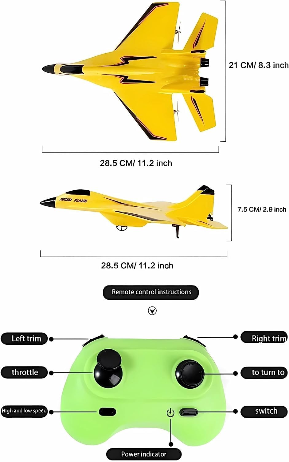 Foto 8 pulgar | Avión De Juguete Su-35 Rc Glider Con Control Remoto Y Luces De 2,4 Ghz - Venta Internacional.