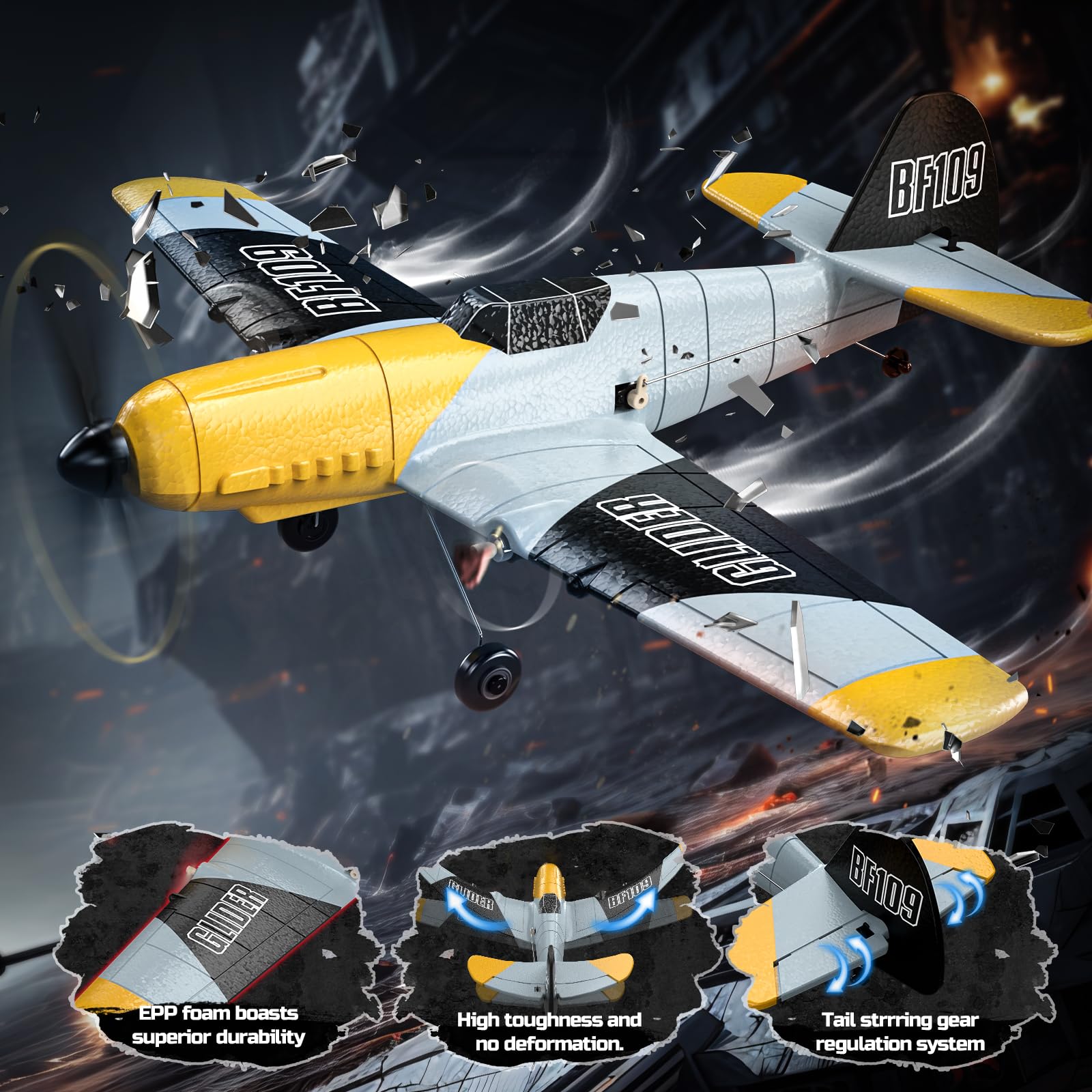 Foto 7 | Avión De Control Remoto Rc Plane Deerc Bf-109 De 3 Canales - Venta Internacional.