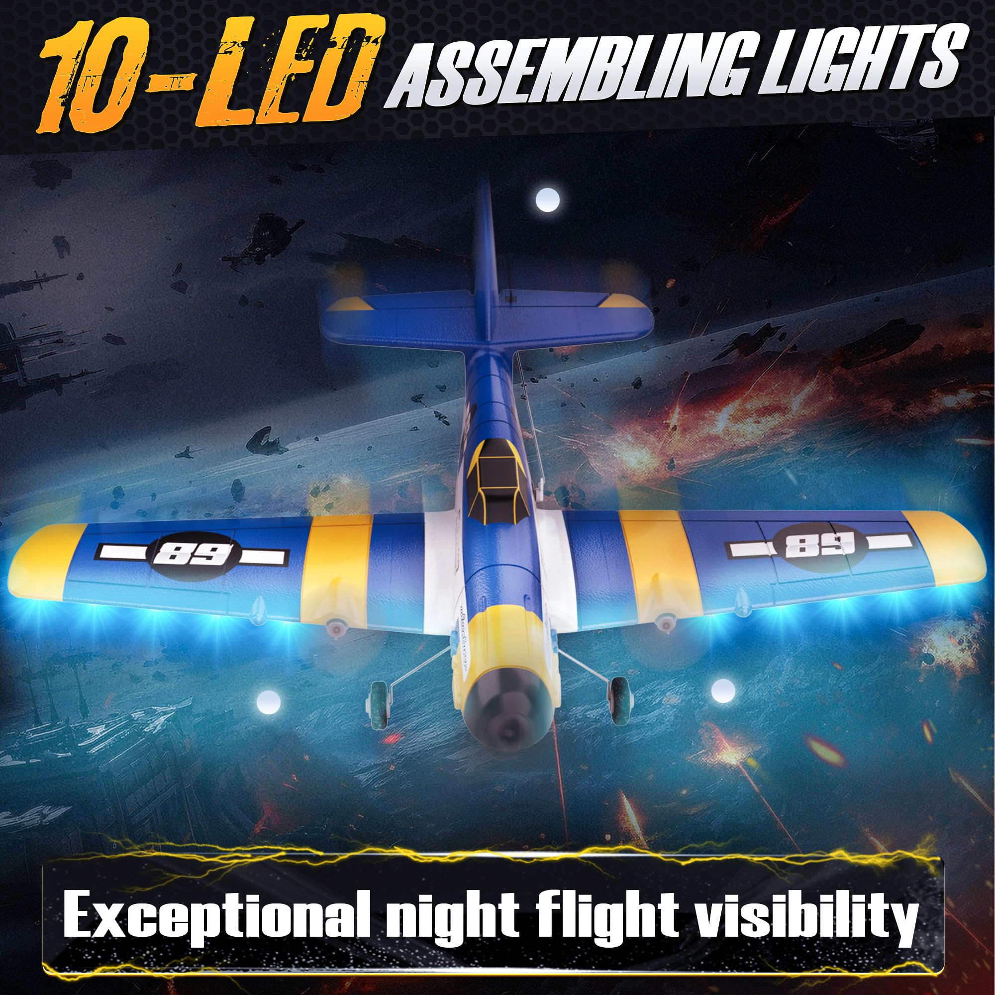 Foto 2 | Rc Plane Bezgar Hq089 Para Niños Con Control Remoto Giroscópico De 6 Ejes - Venta Internacional.