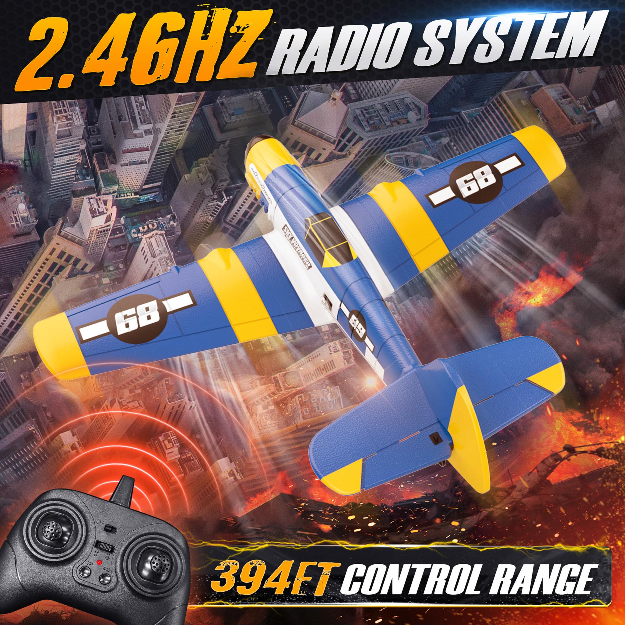 Foto 3 | Rc Plane Bezgar Hq089 Para Niños Con Control Remoto Giroscópico De 6 Ejes - Venta Internacional.