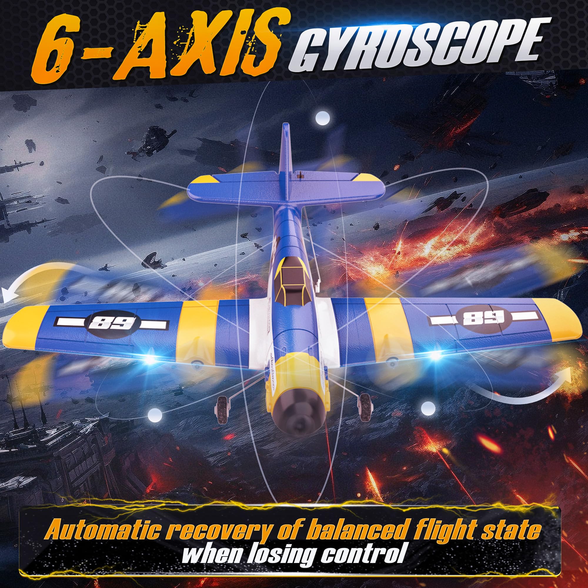 Foto 4 | Rc Plane Bezgar Hq089 Para Niños Con Control Remoto Giroscópico De 6 Ejes - Venta Internacional.