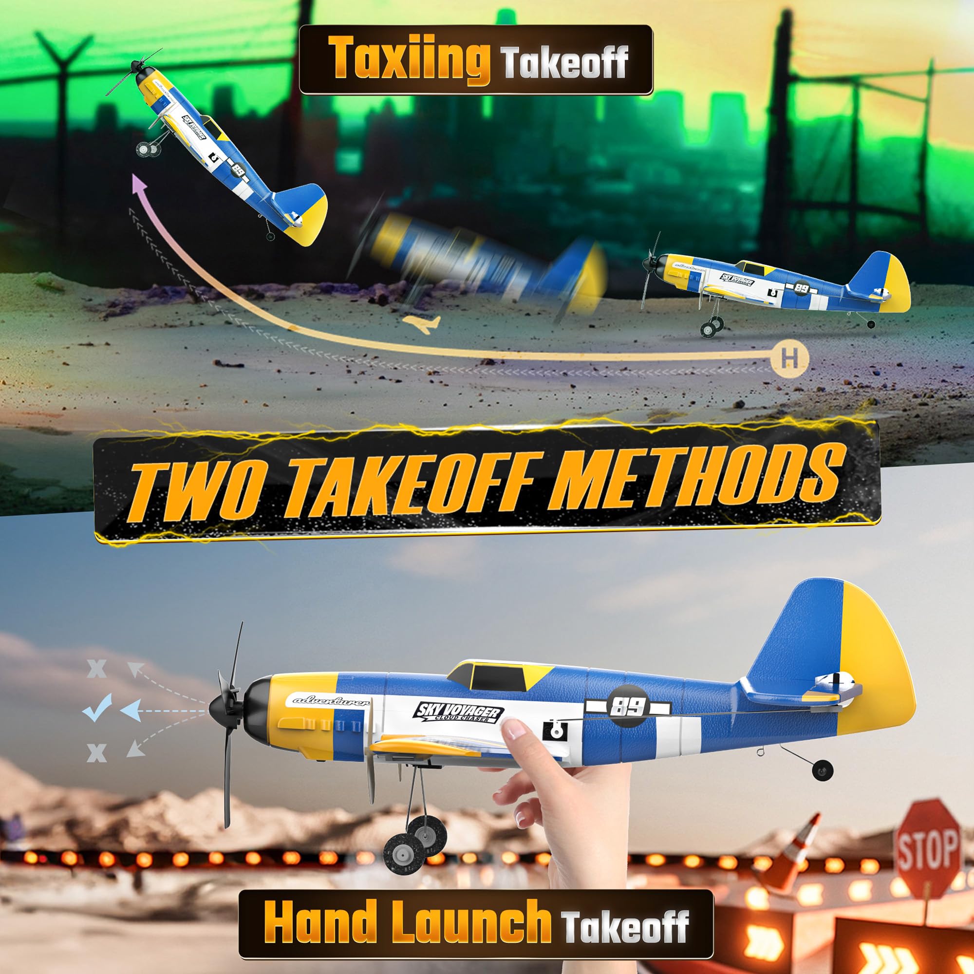 Foto 5 | Rc Plane Bezgar Hq089 Para Niños Con Control Remoto Giroscópico De 6 Ejes - Venta Internacional.