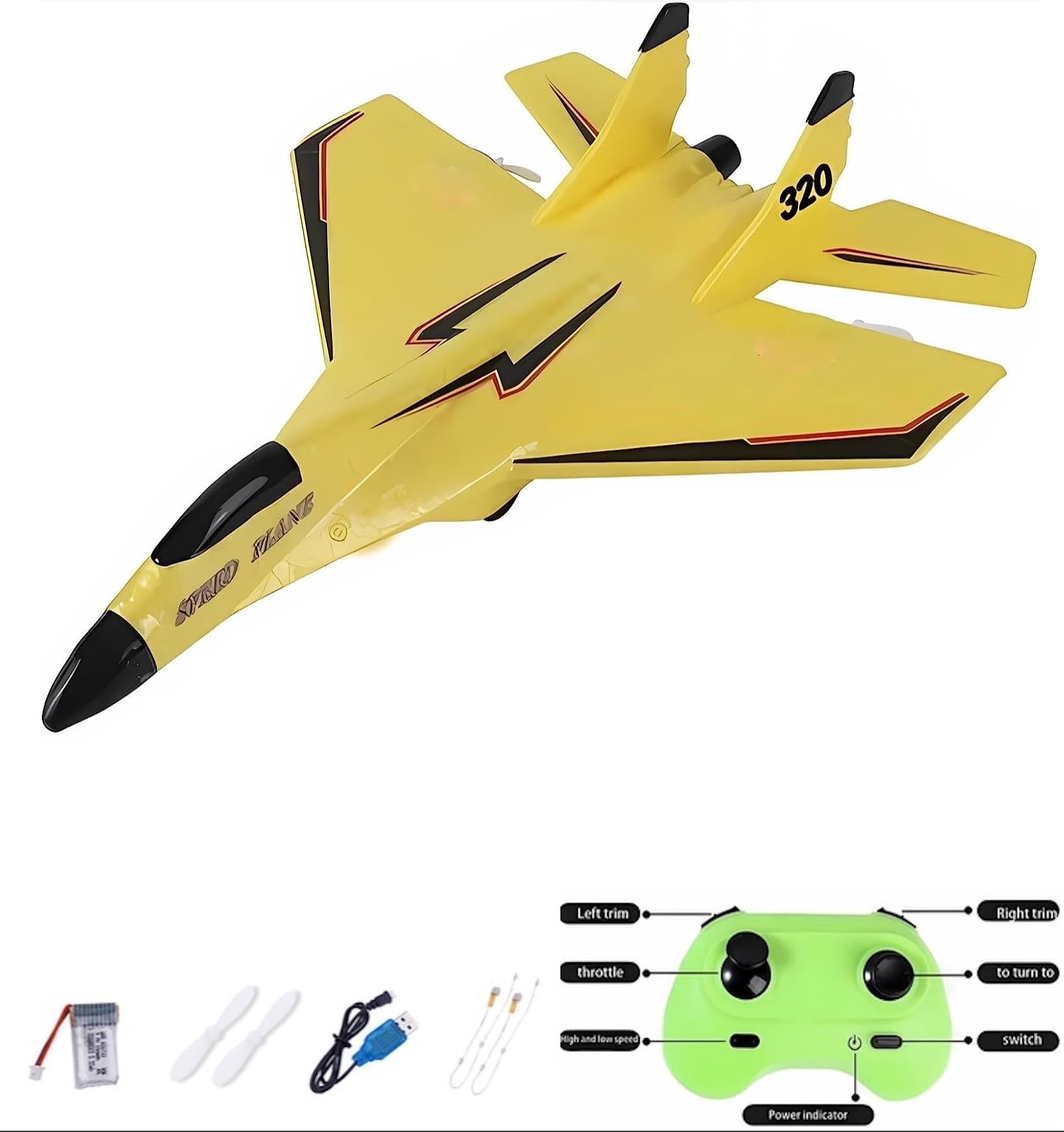 Avión De Juguete Su-35 Rc Glider Con Control Remoto Y Luces De 2,4 Ghz - Venta Internacional.