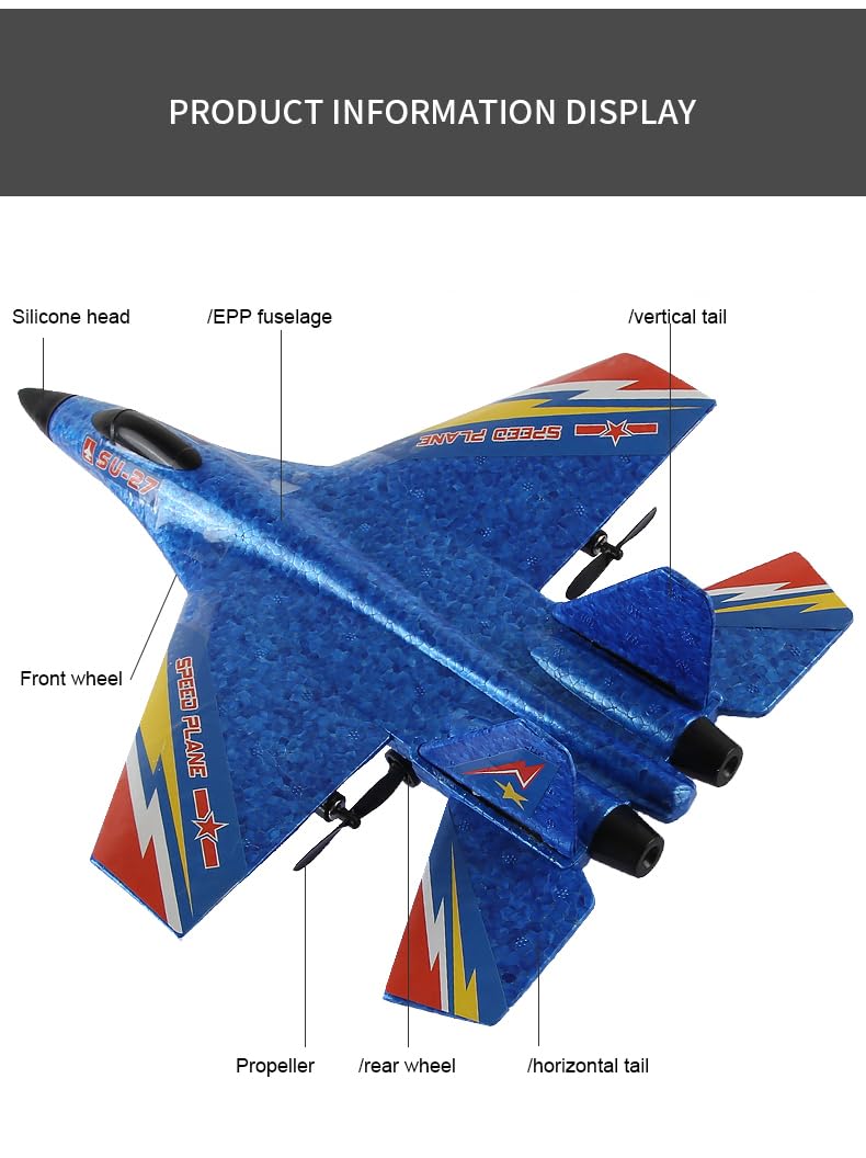 Foto 6 pulgar | Avión Rc Su-27 F27 2.4ghz 2ch Para Principiantes Con 3 Baterías - Venta Internacional.