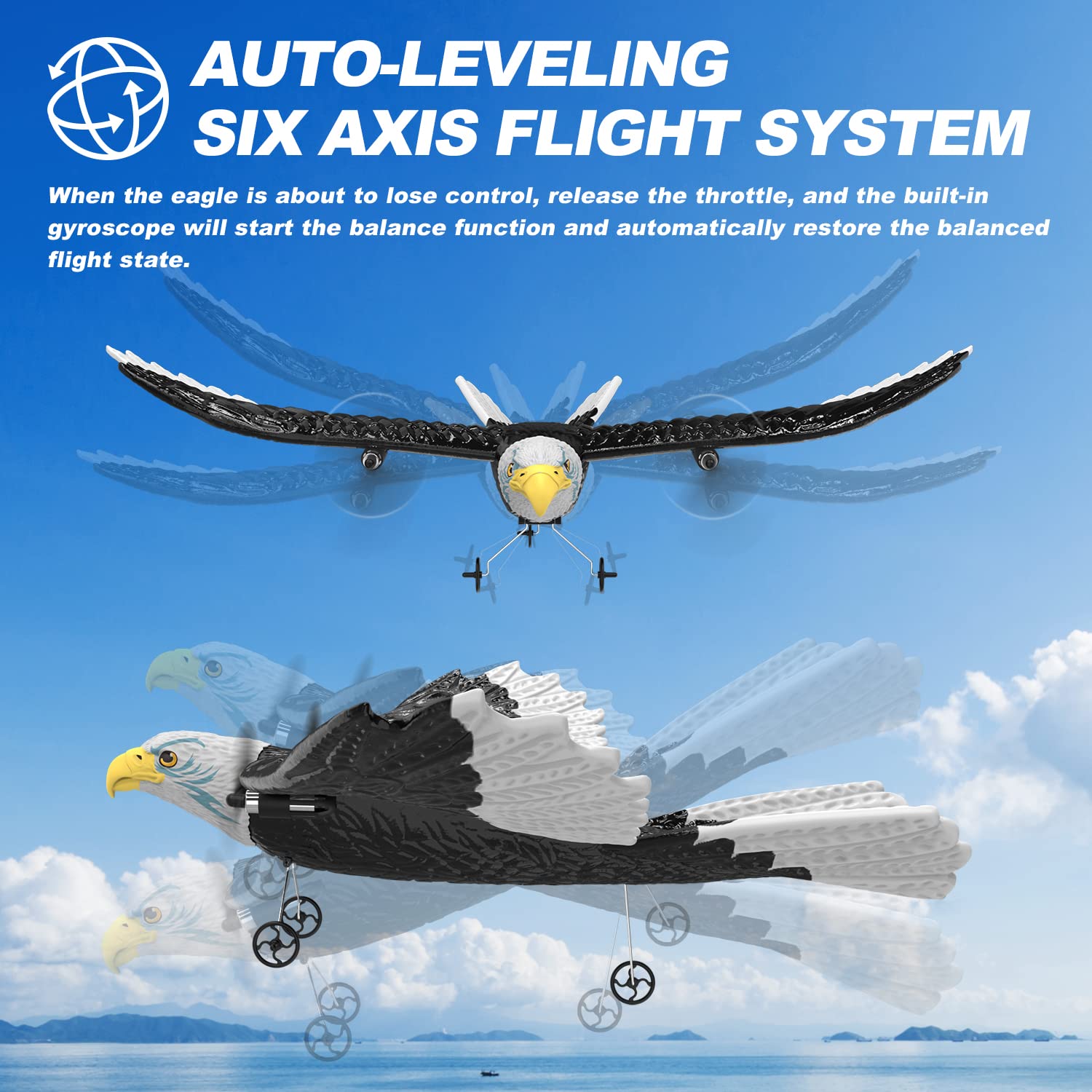 Foto 5 pulgar | Rc Plane Deerc Eagle Con 2 Baterías Y Estabilizador Giroscópico De 6 Ejes - Venta Internacional.