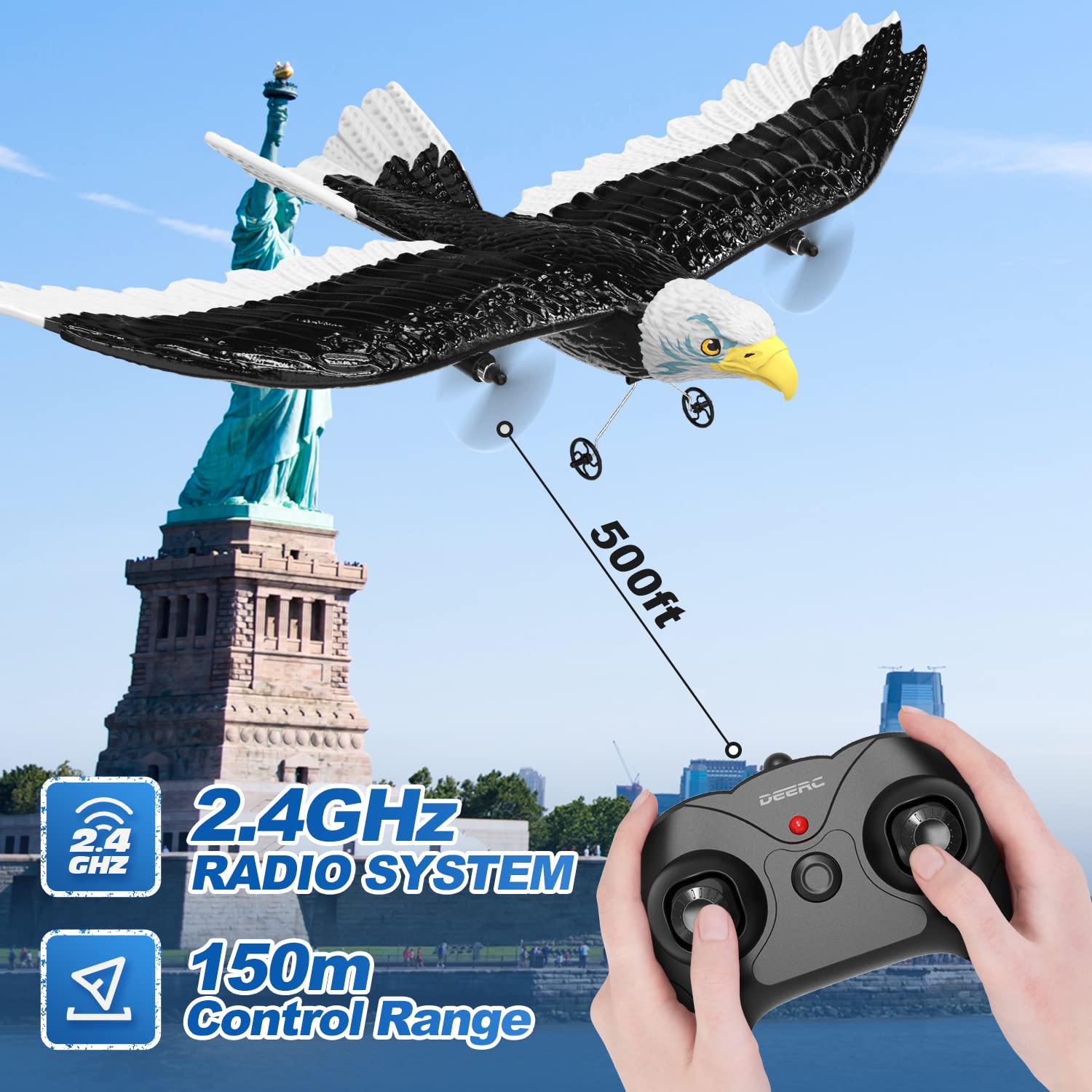 Foto 5 | Rc Plane Deerc Eagle Con 2 Baterías Y Estabilizador Giroscópico De 6 Ejes - Venta Internacional.