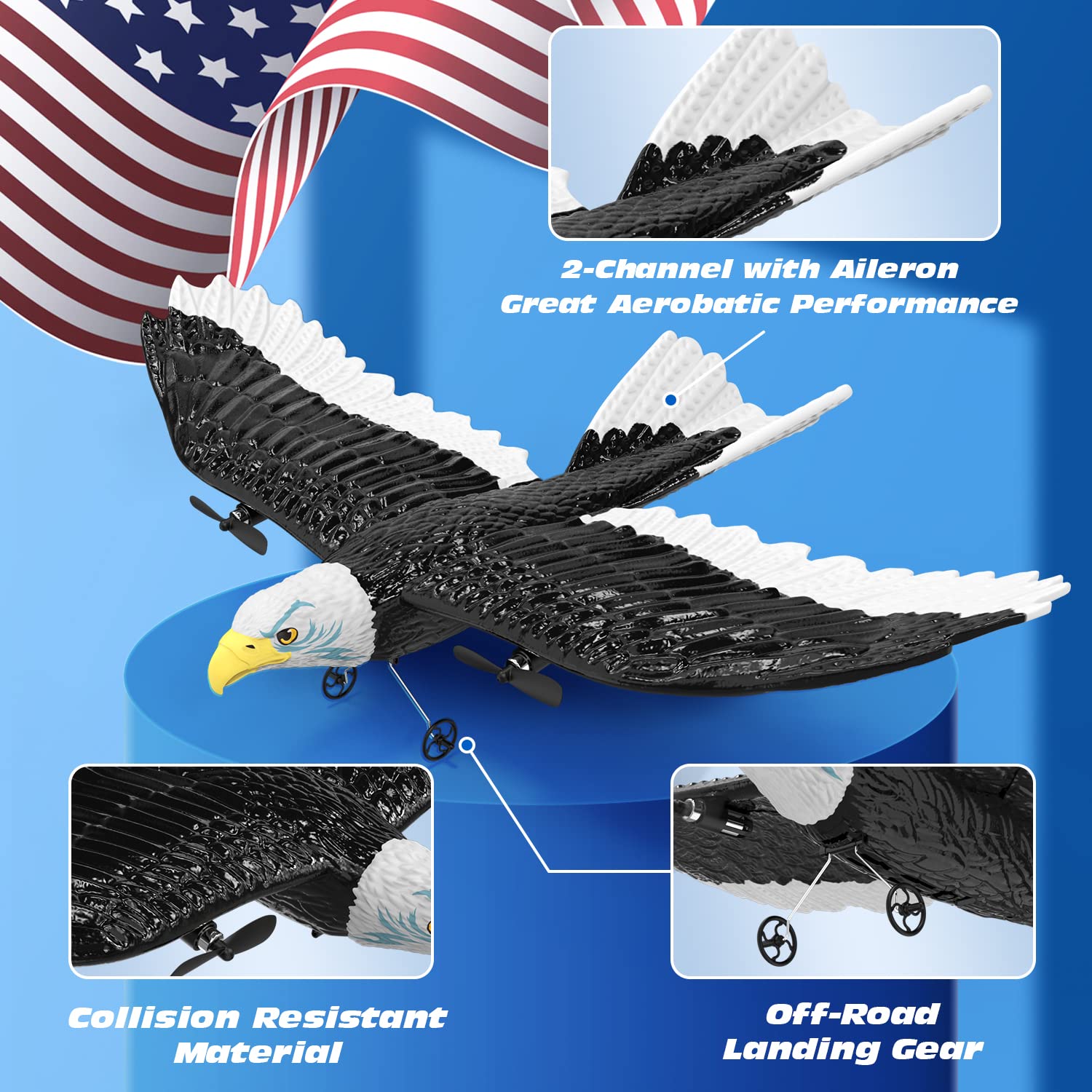 Foto 8 pulgar | Rc Plane Deerc Eagle Con 2 Baterías Y Estabilizador Giroscópico De 6 Ejes - Venta Internacional.