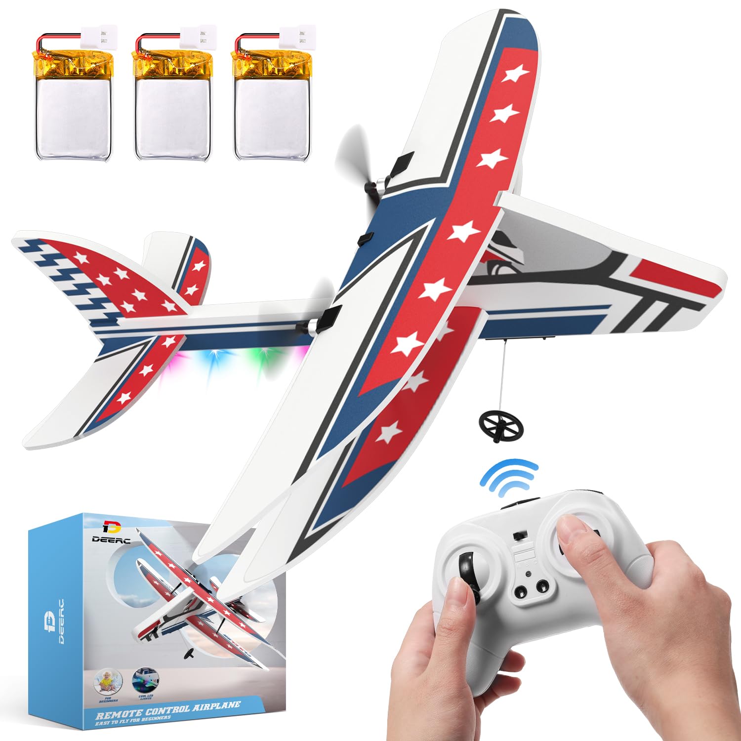 Foto 2 pulgar | Avión De Control Remoto Rc Plane Deerc De 2,4 Ghz Con 3 Baterías - Venta Internacional.