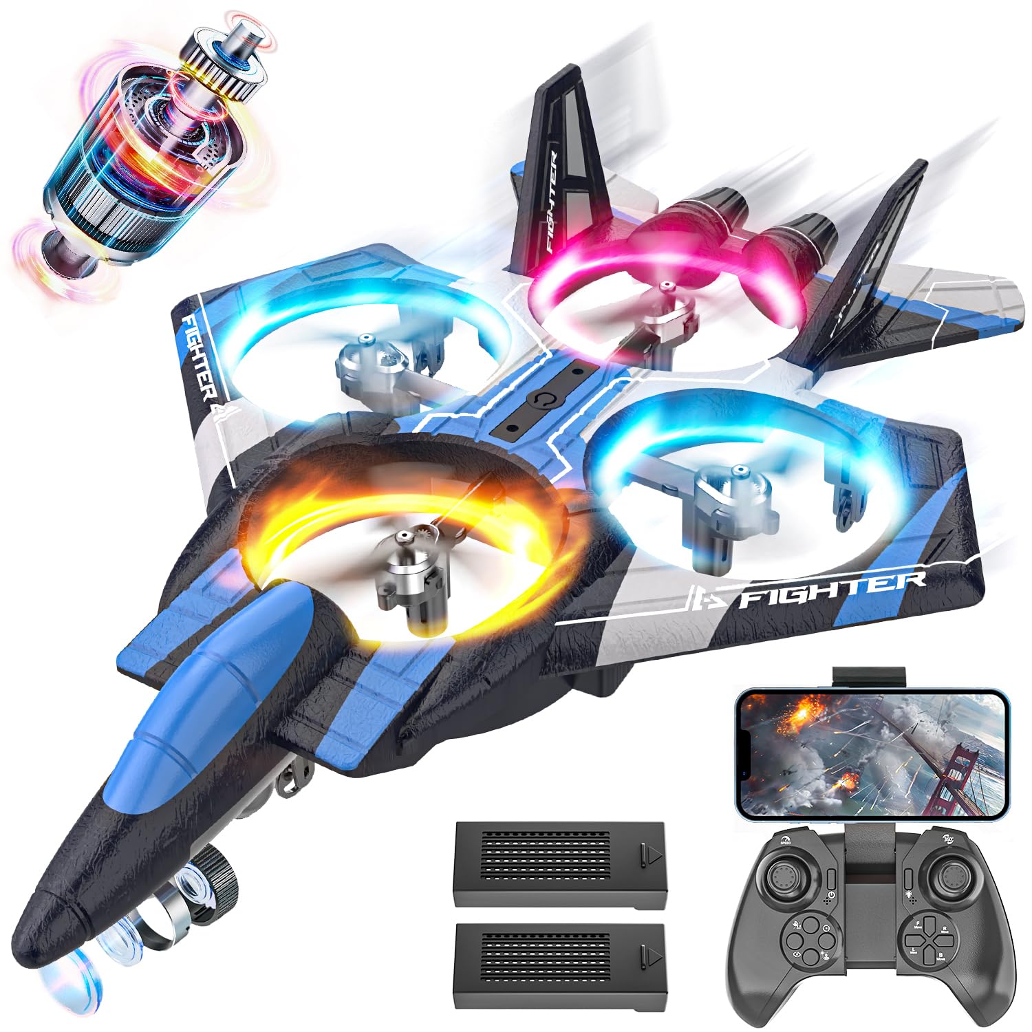 Drone Bezgar Brushless Para Niños Con Cámara 360° Flip Blue - Venta Internacional.