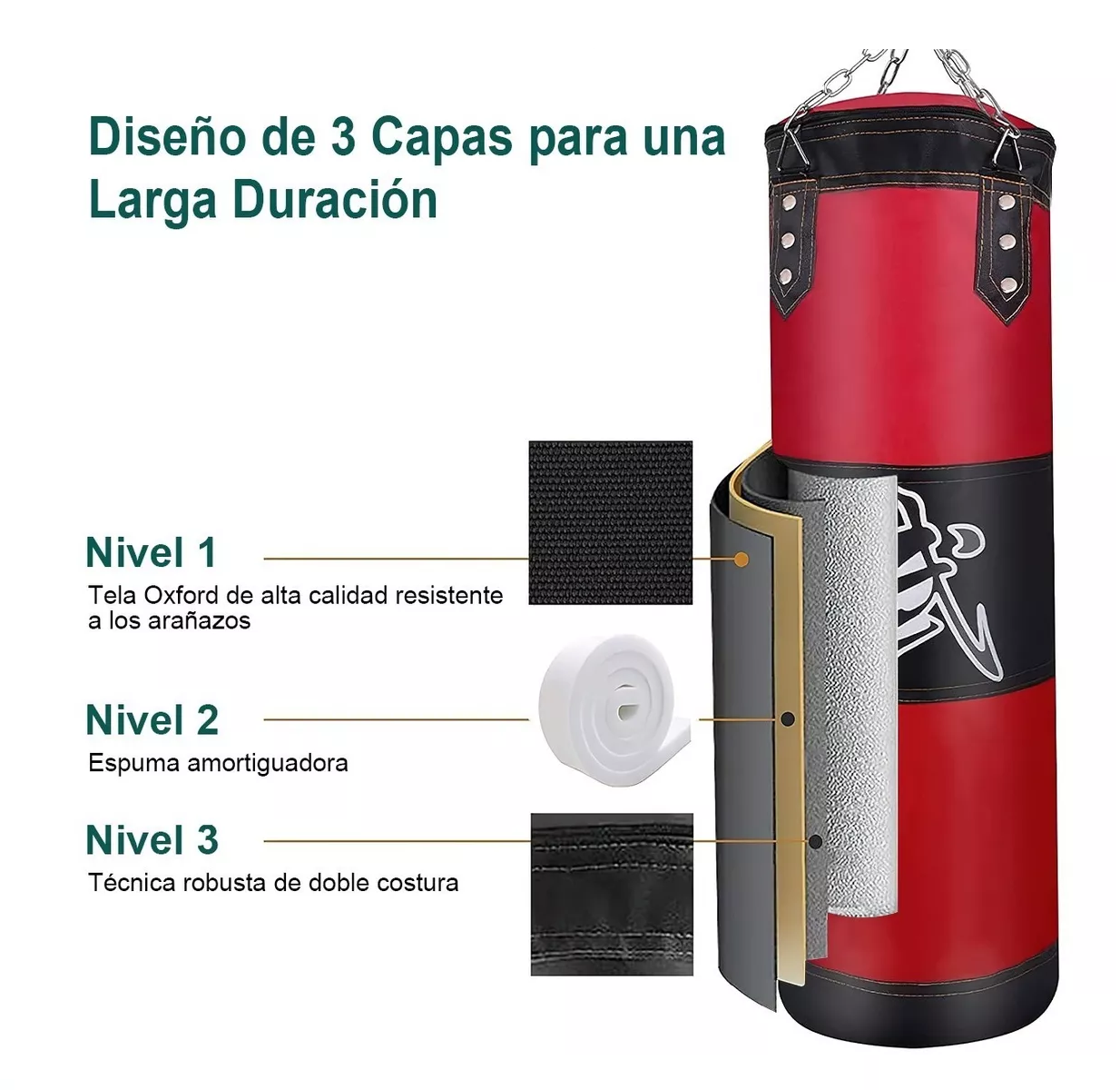 Foto 4 pulgar | Saco de Boxeo BELUG color Rojo Profesional Alta Capacidad de 120 CM