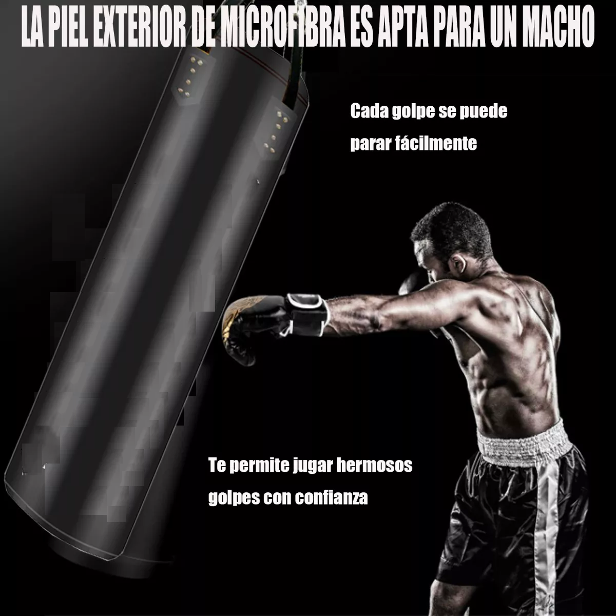 Foto 3 pulgar | Kit Boxeo Completo Soporte + Costal 120cm + Guantes + Bucal Eo Safe Imports Esi-11151 Negro