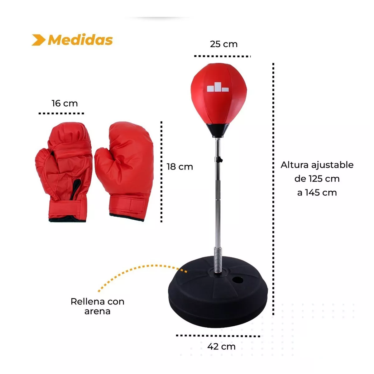 Foto 3 pulgar | Pera Saco Boxeo Con Base + Guantes De Box + Bomba Box Pro Eo Safe Imports Esi-18076 Rojo