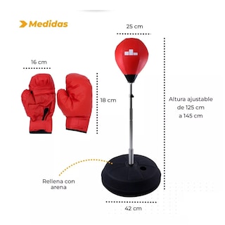 Foto 2 | Pera Saco Boxeo Con Base + Guantes De Box + Bomba Box Pro Eo Safe Imports Esi-18076 Rojo