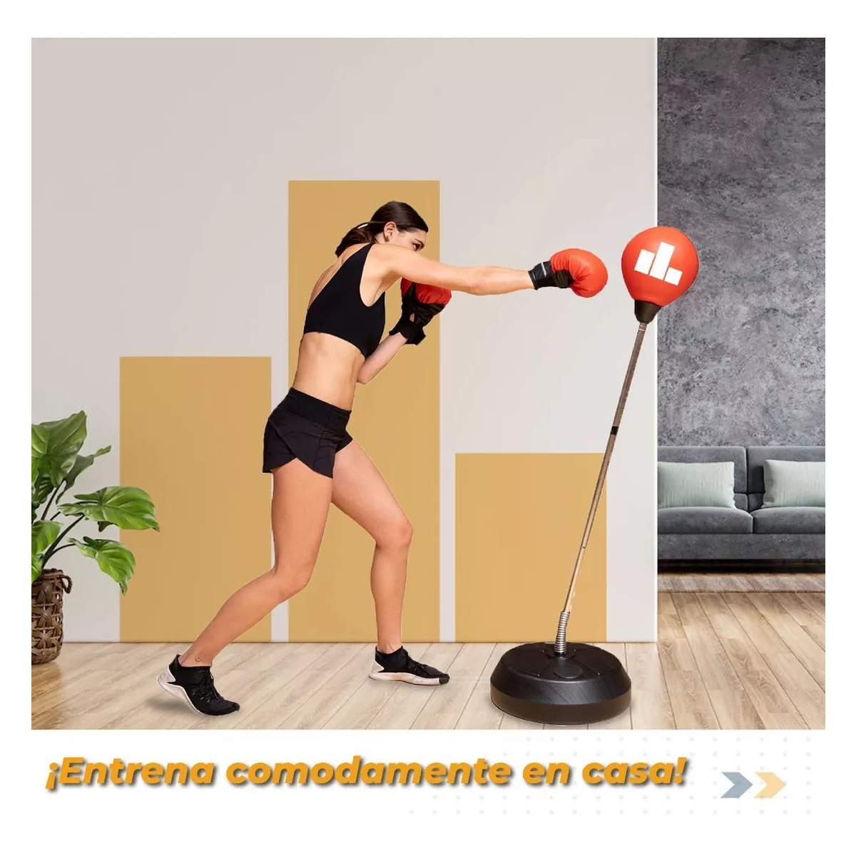 Foto 4 pulgar | Pera Saco Boxeo Con Base + Guantes De Box + Bomba Box Pro Eo Safe Imports Esi-18076 Rojo