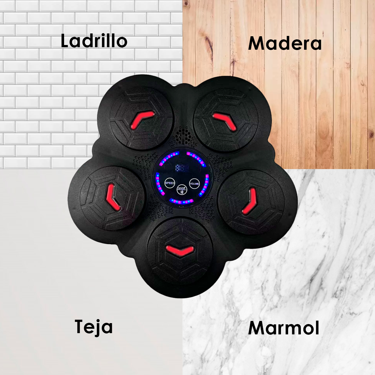 Foto 4 | Máquina De Boxeo Musical Bluetooth – Entrenamiento Interactivo Con Luces Led, Velocidades Ajustables Y Montaj