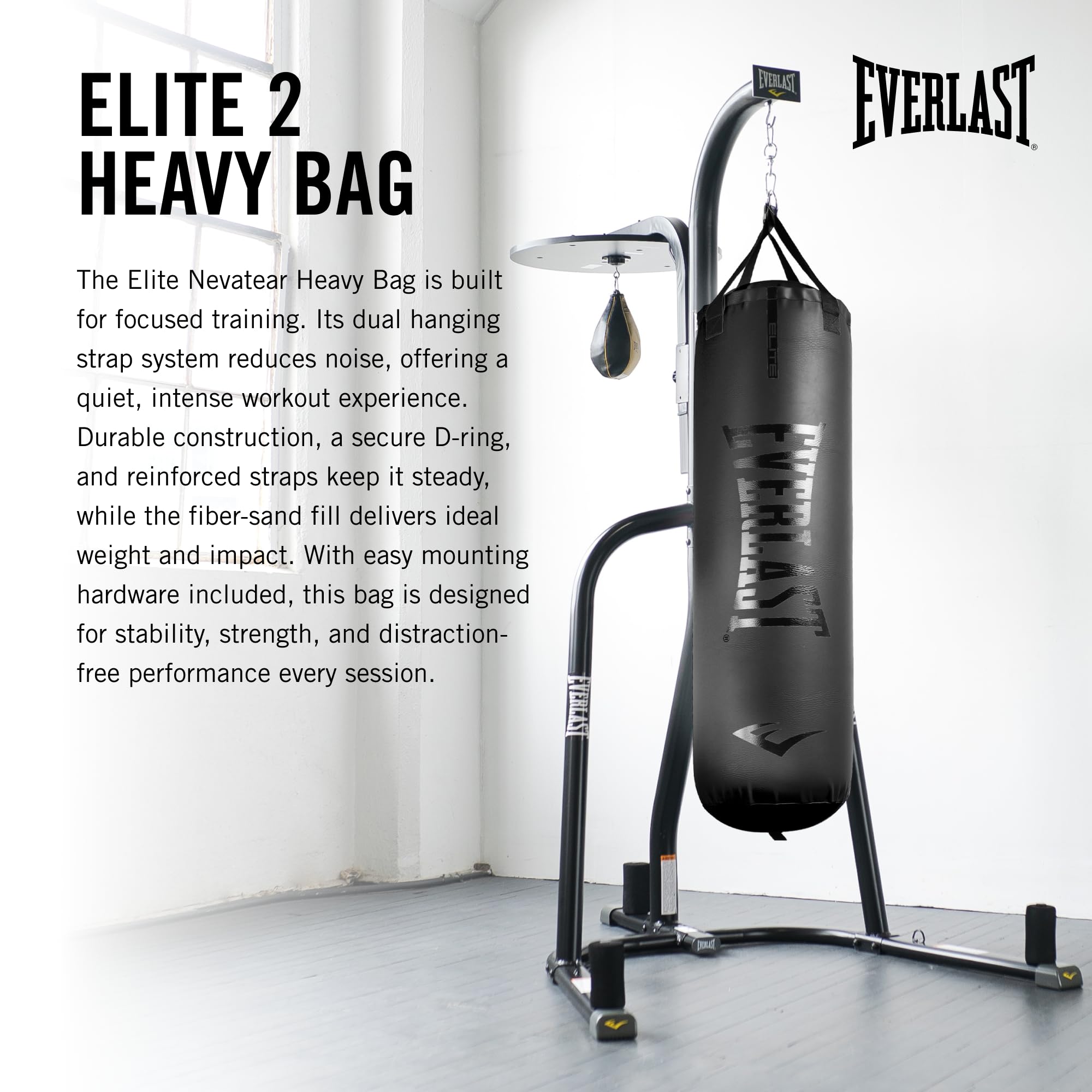 Foto 3 pulgar | Saco De Boxeo Everlast Nevatear, Pesado, 31,75 Kg, Negro - Venta Internacional.