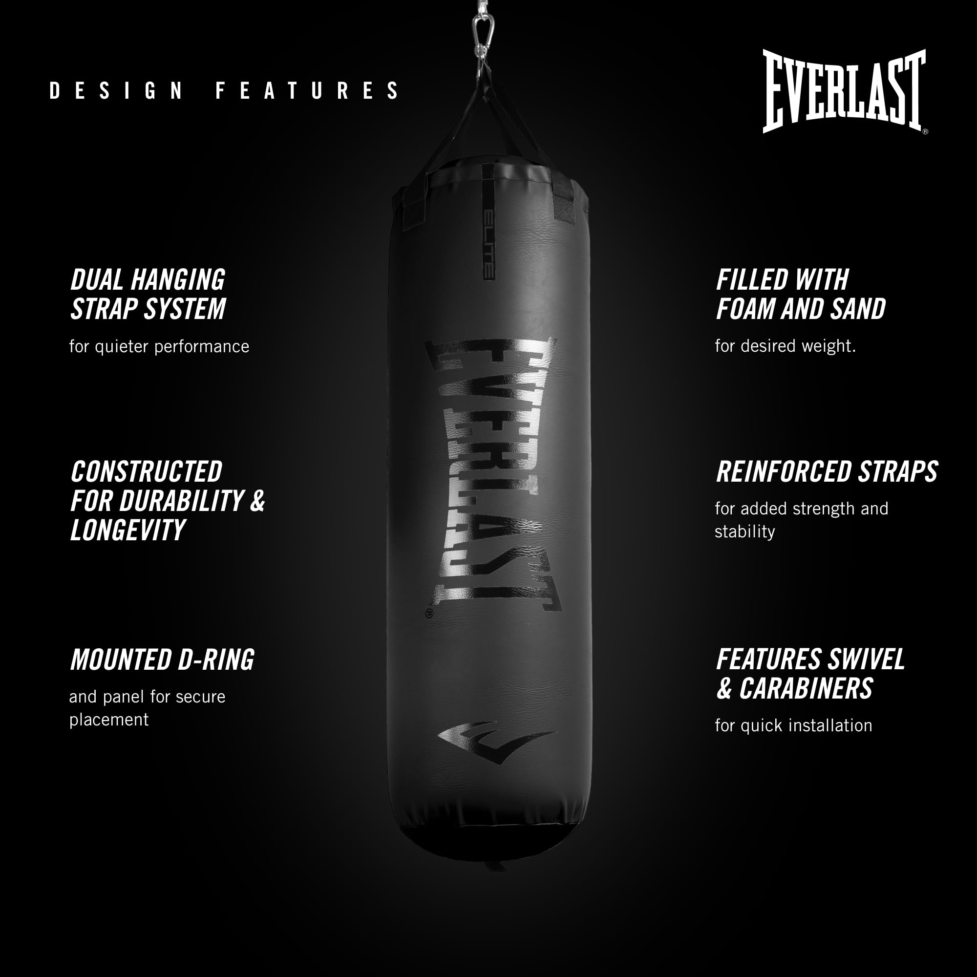 Foto 4 pulgar | Saco De Boxeo Everlast Nevatear, Pesado, 31,75 Kg, Negro - Venta Internacional.
