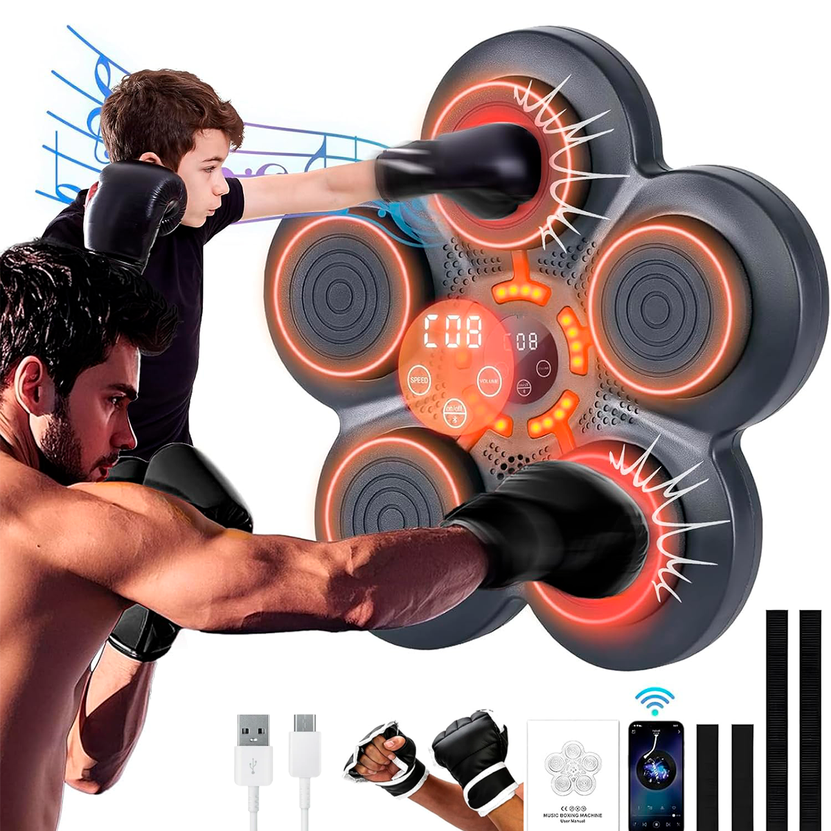 Foto 1 | Máquina De Boxeo Musical De Alta Calidad Con Bluetooth – 9 Velocidades Y 5 Modos De Música, Entrenamiento Co