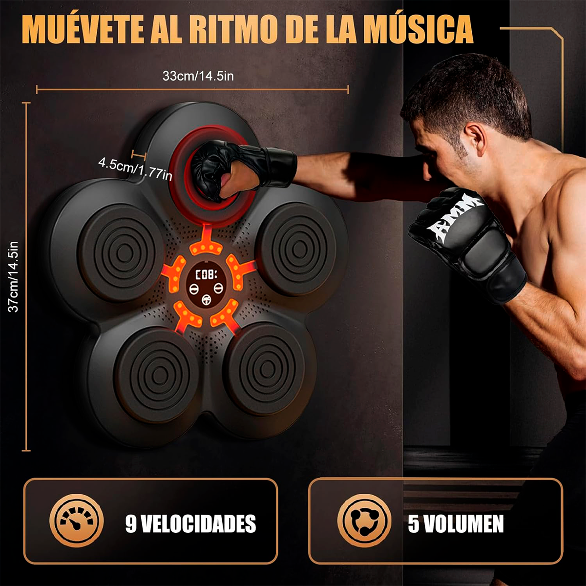 Foto 2 | Máquina De Boxeo Musical De Alta Calidad Con Bluetooth – 9 Velocidades Y 5 Modos De Música, Entrenamiento Co