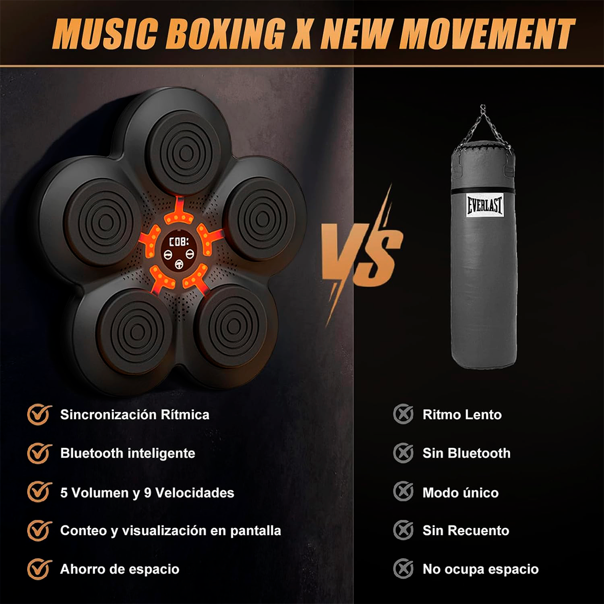 Foto 4 | Máquina De Boxeo Musical De Alta Calidad Con Bluetooth – 9 Velocidades Y 5 Modos De Música, Entrenamiento Co