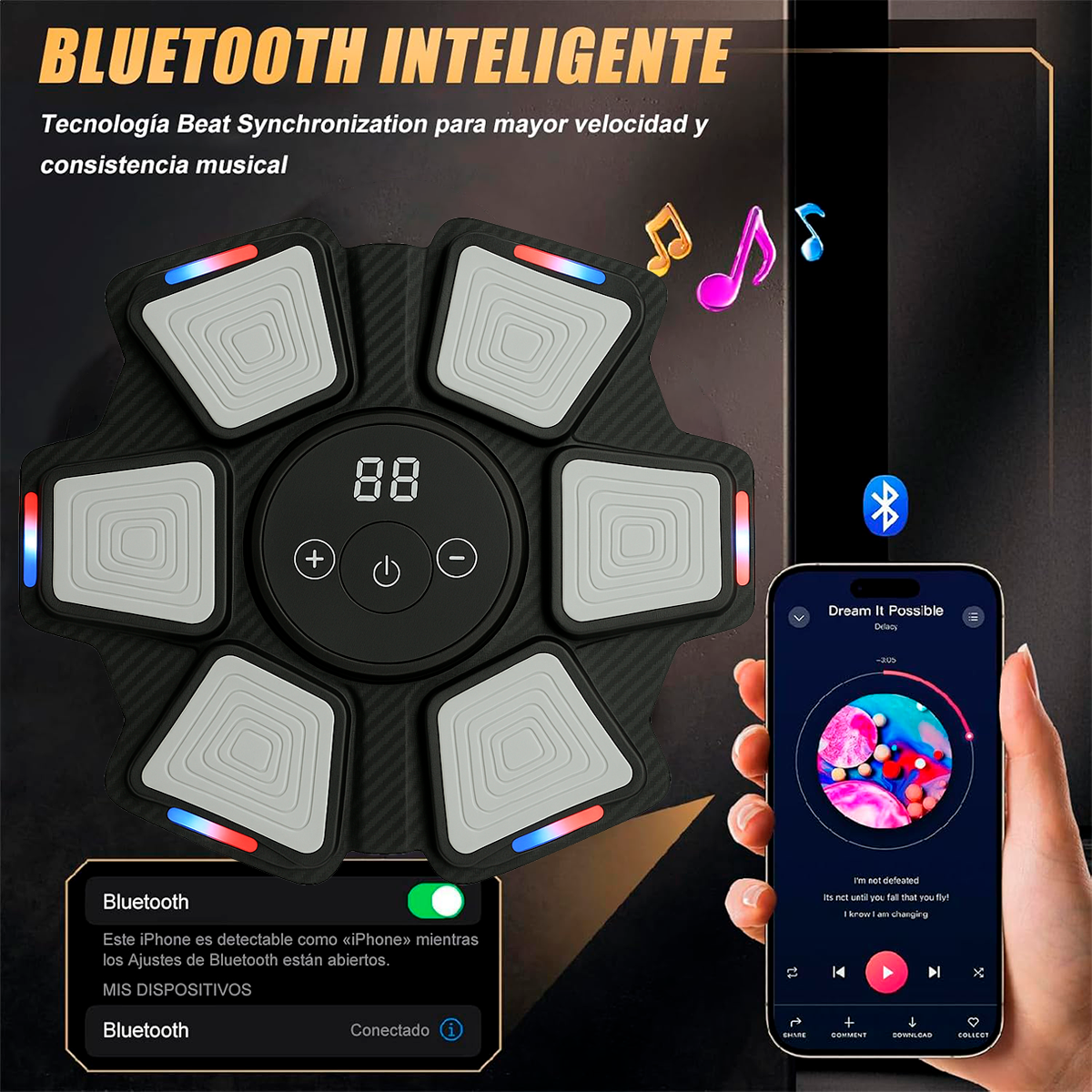 Foto 6 pulgar | Máquina De Boxeo Musical Con Bluetooth – Alta Calidad, 9 Velocidades Súper Rápidas, 5 Modos De Música, Luc