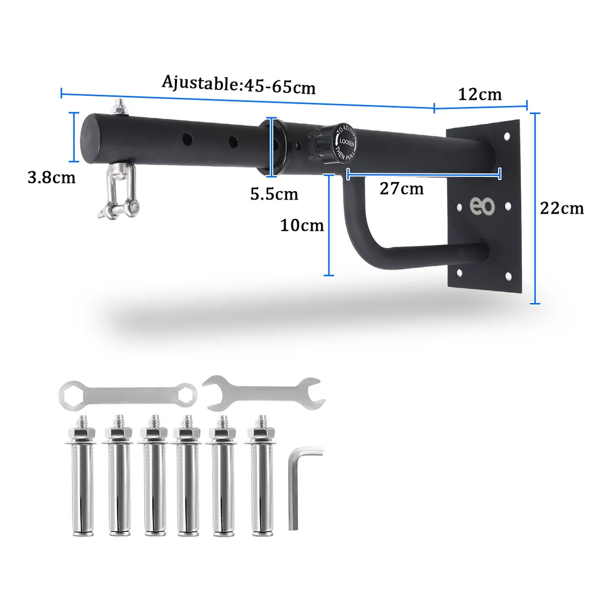 Foto 4 pulgar | Base Soporte Costal Boxeo Barra Hamaca Reforzado Pared 65cm Eo Safe Imports Esi-18790 Negro