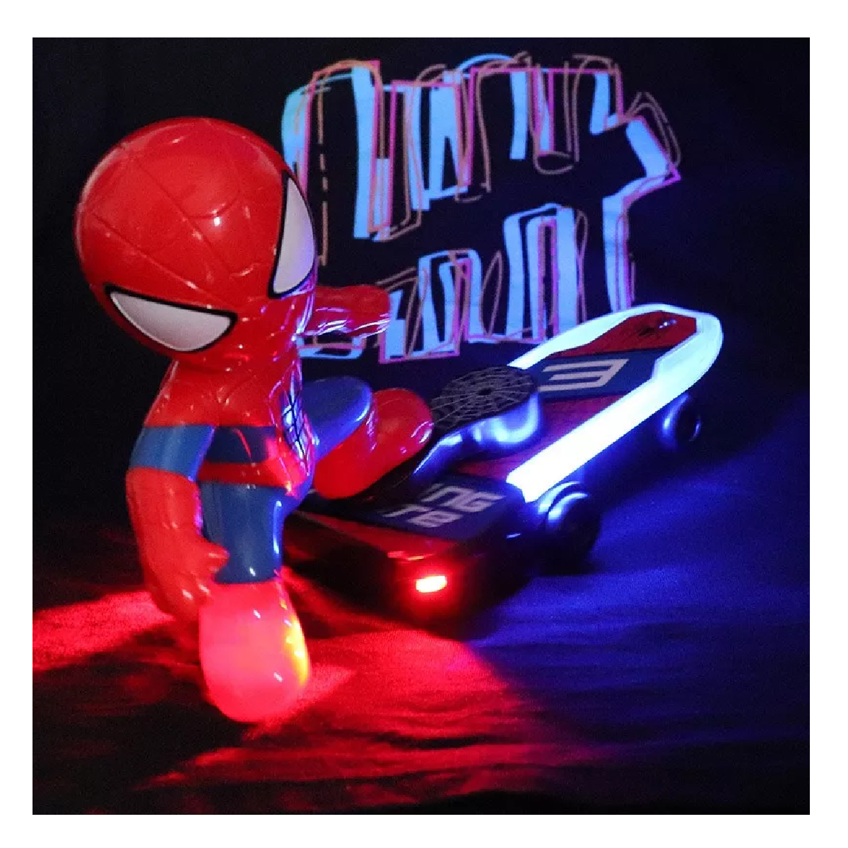 Foto 3 | Juguete De Spiderman En Patineta Con Luz Y Sonido Para Niños Spider Man Rojo