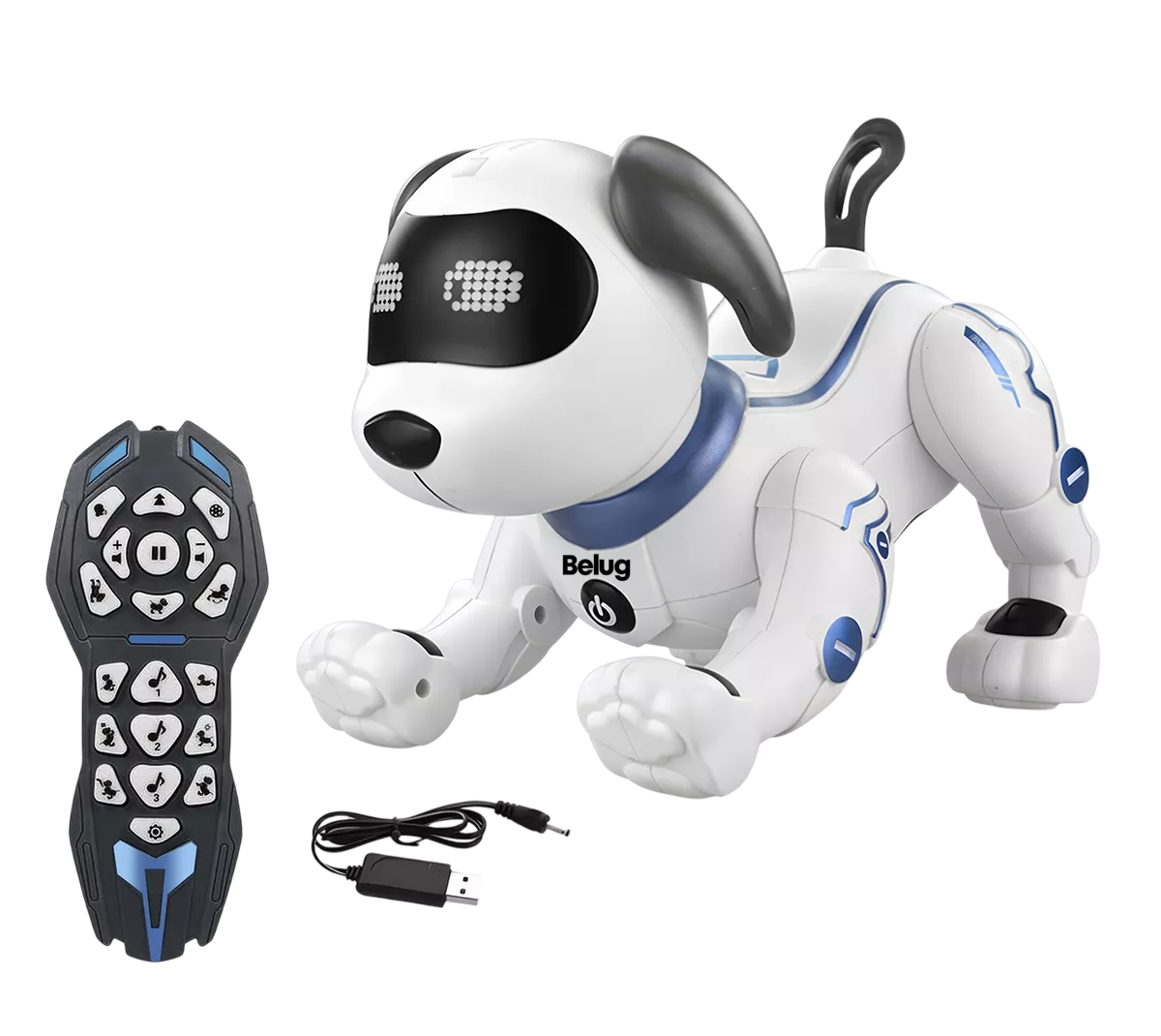 Juguetes Perro Robot Belug con Control Remoto Blanco