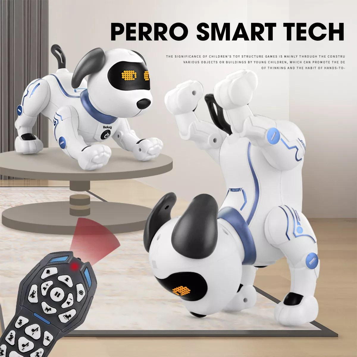 Foto 4 pulgar | Juguetes Perro Robot Belug con Control Remoto Blanco